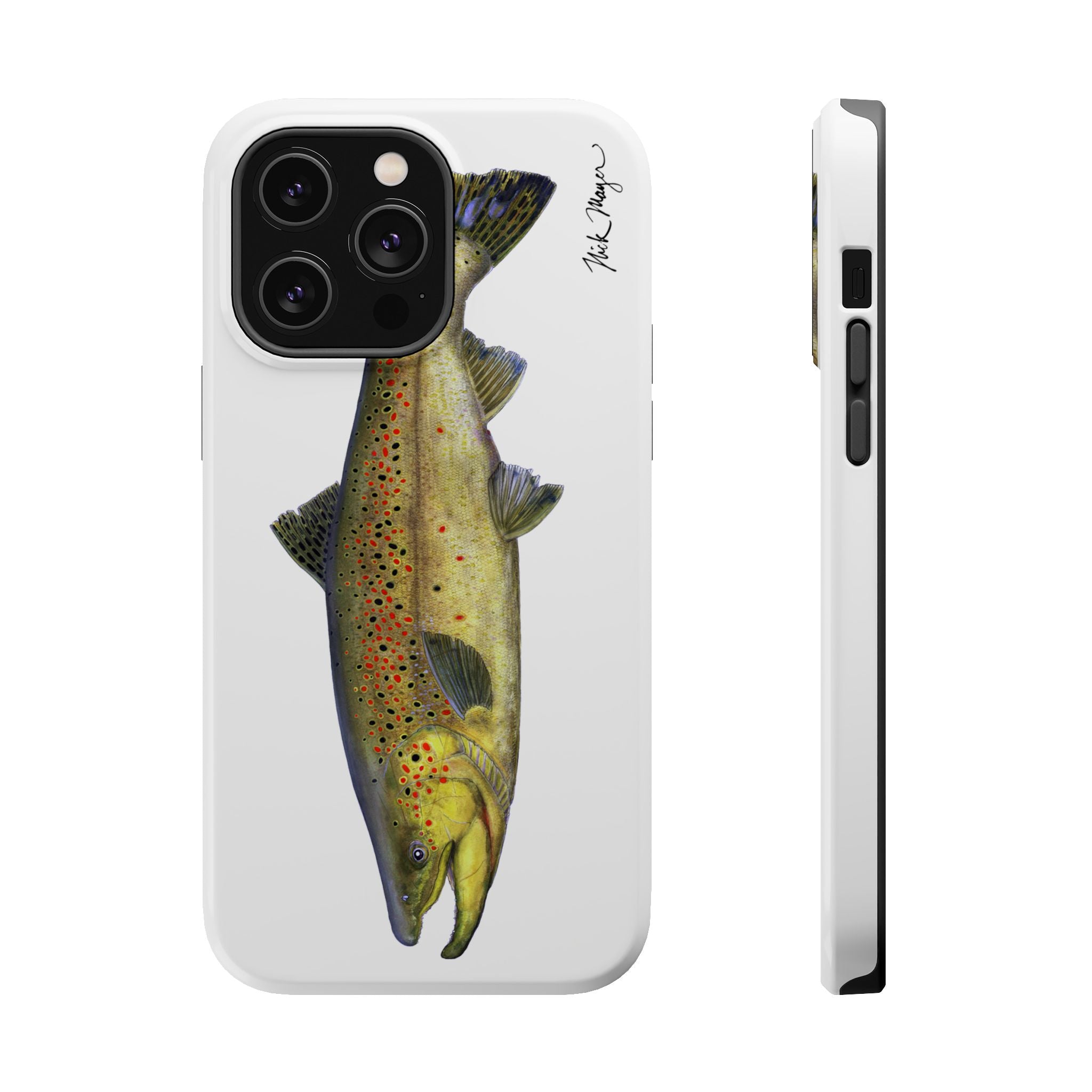 Brown Trout MagSafe White iPhone Case