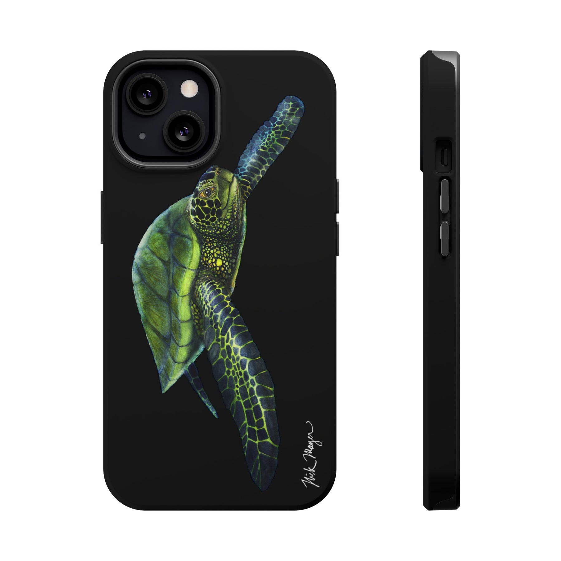 Green Sea Turtle MagSafe Black iPhone Case