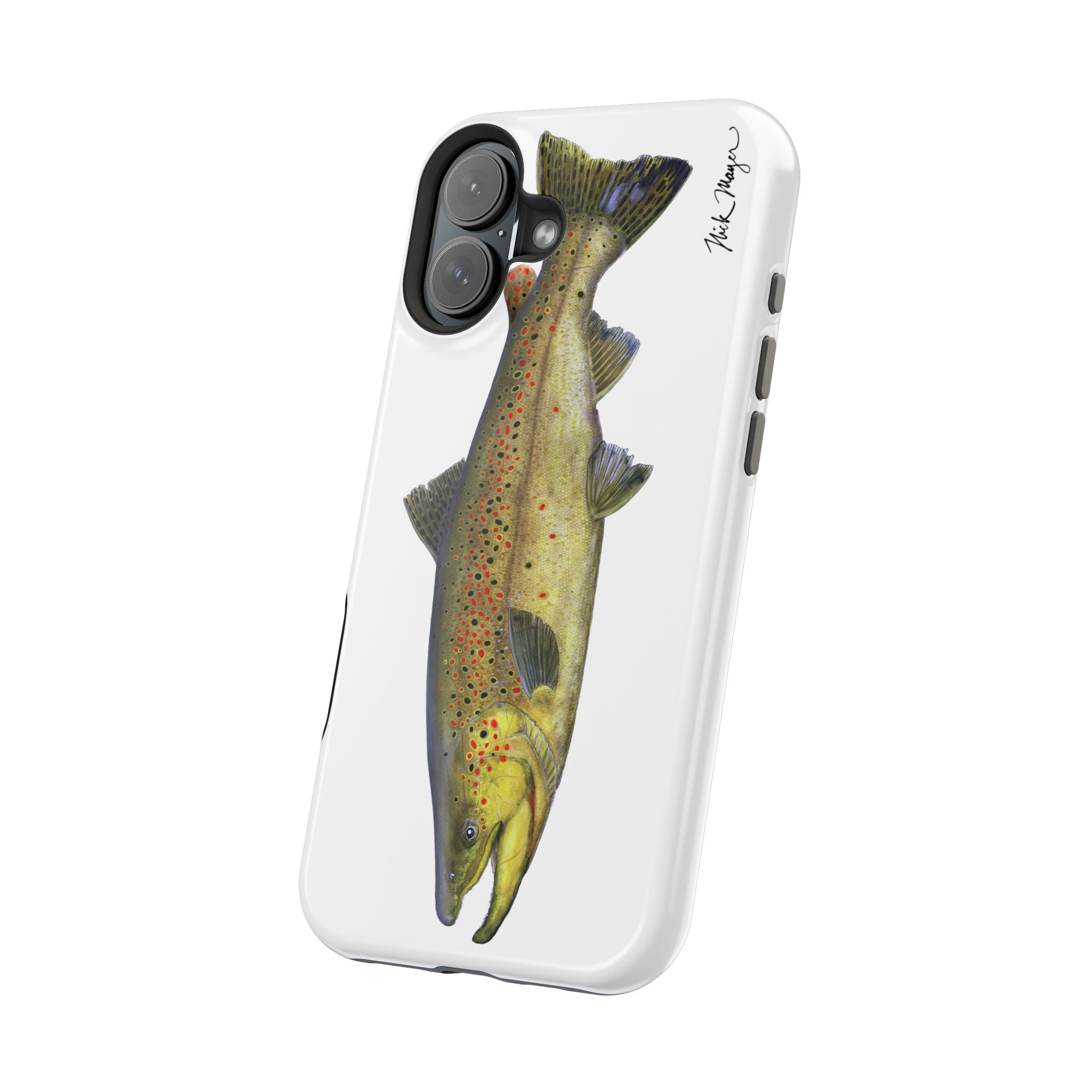 Brown Trout MagSafe White iPhone Case