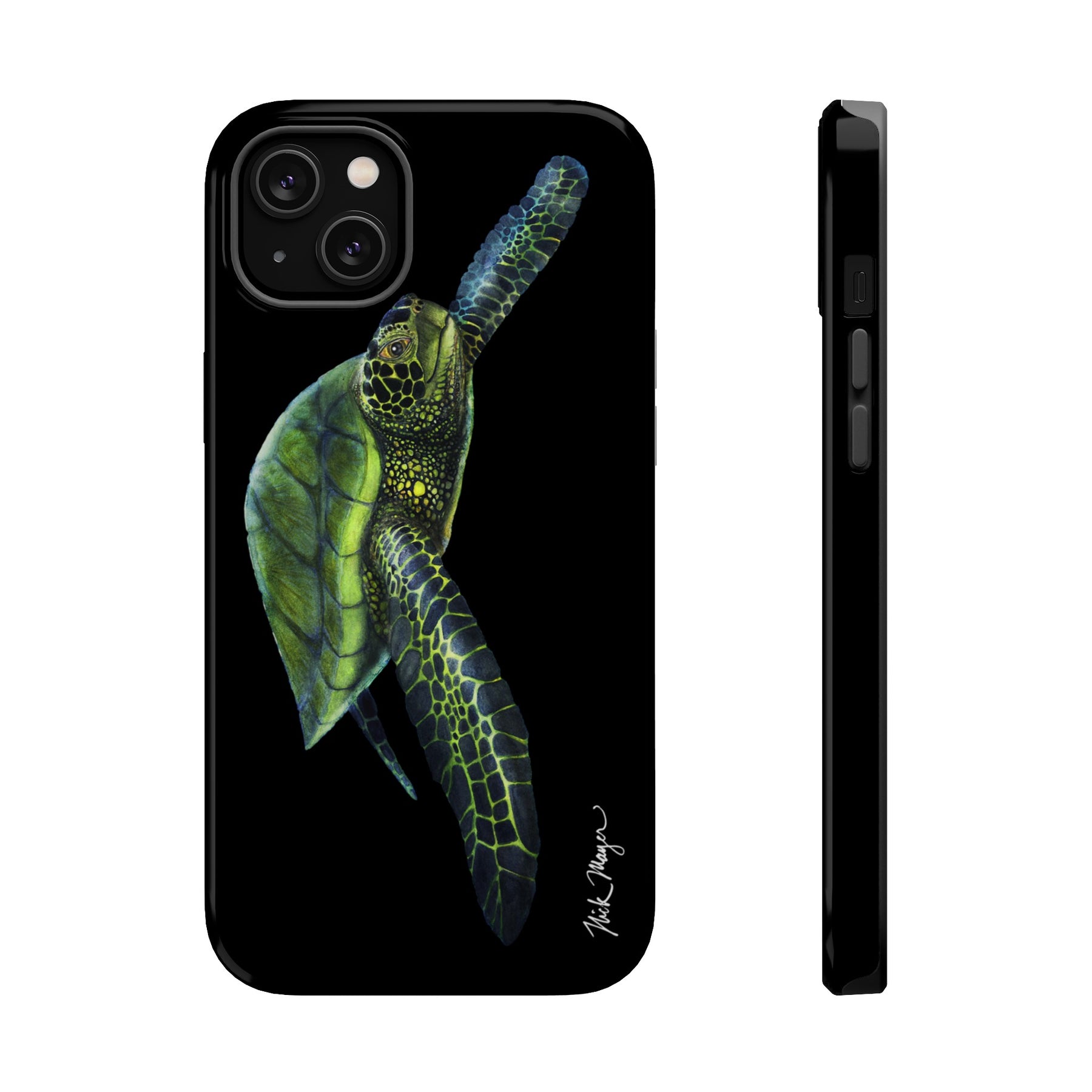 Green Sea Turtle MagSafe Black iPhone Case