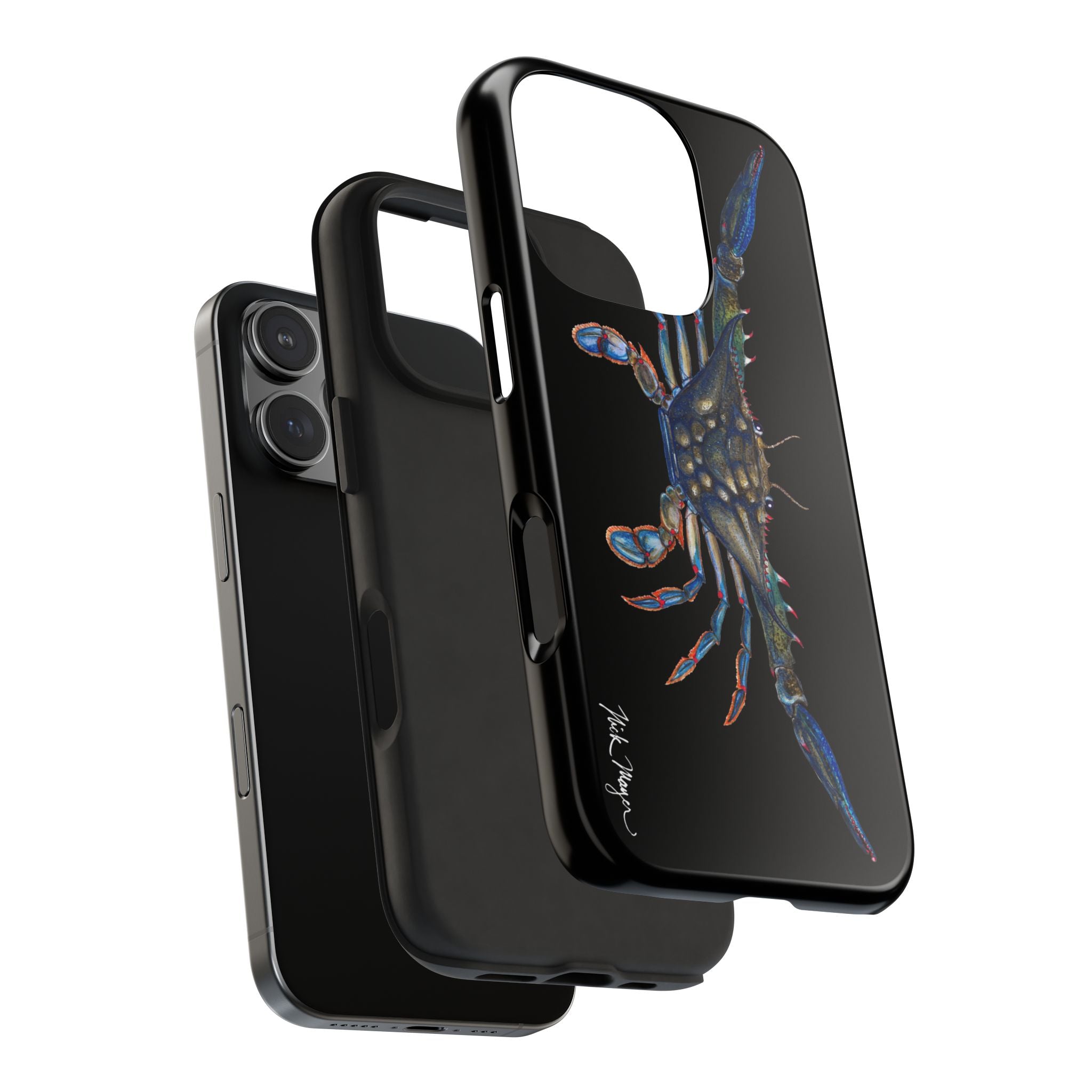 Blue Crab Black Phone Case (iPhone)