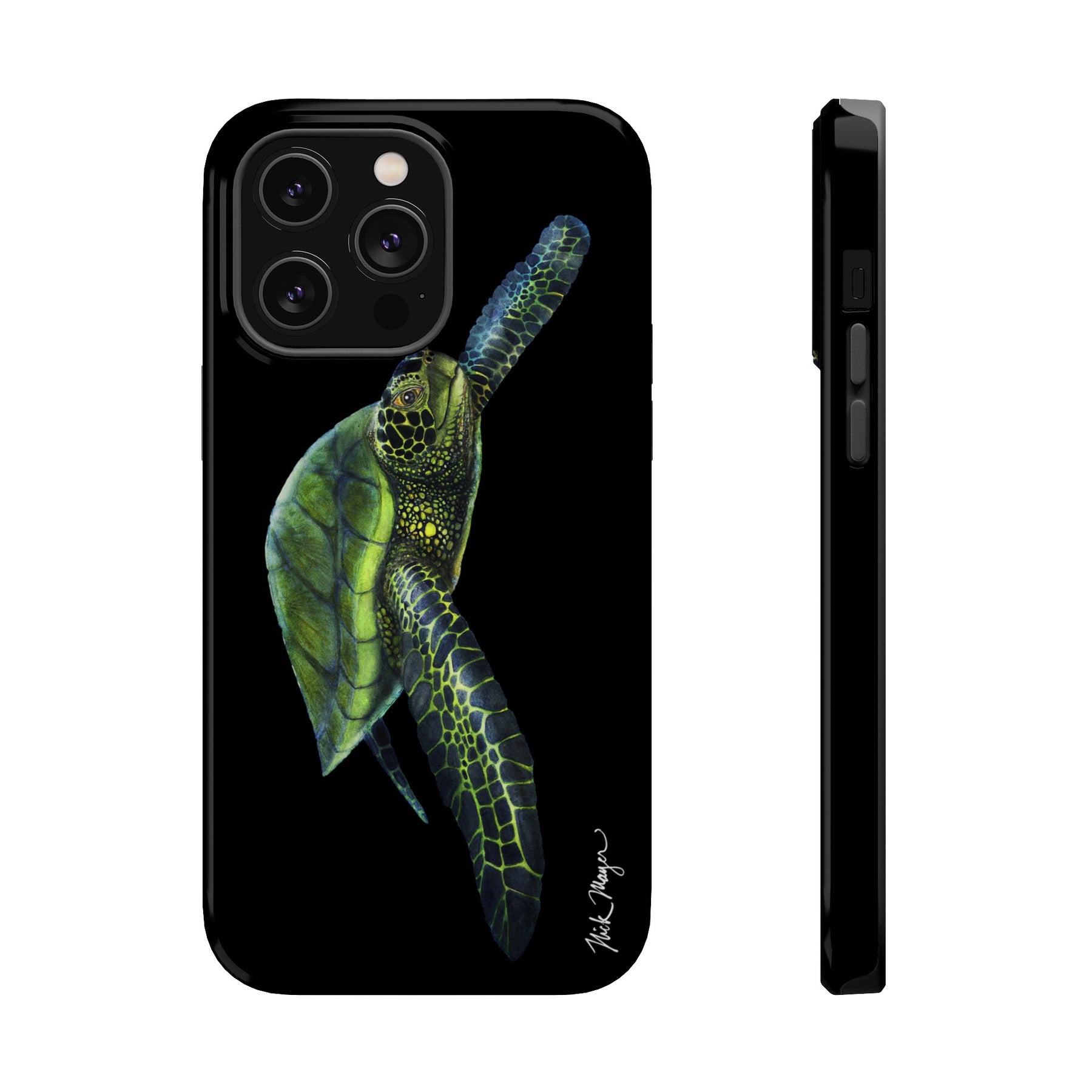 Green Sea Turtle MagSafe Black iPhone Case