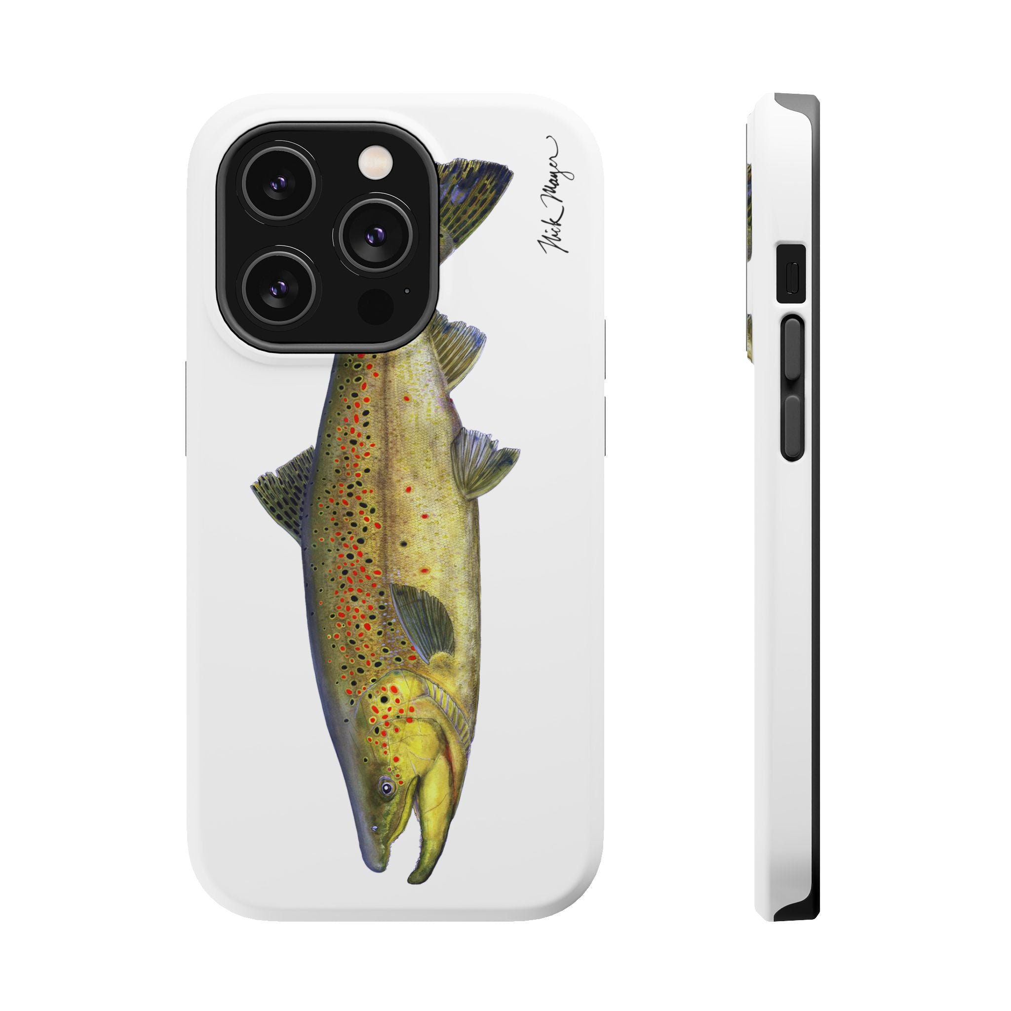 Brown Trout MagSafe White iPhone Case