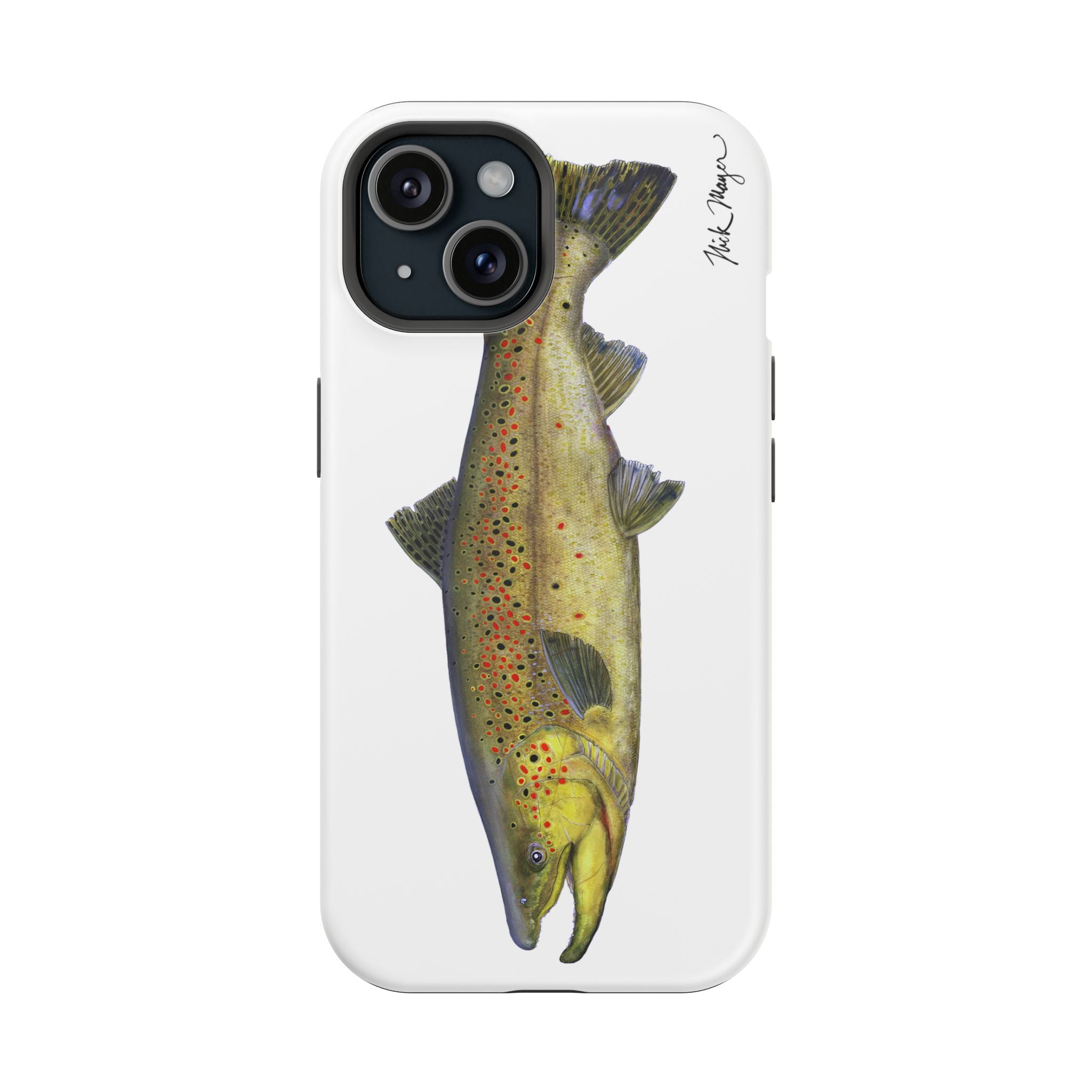 Brown Trout MagSafe White iPhone Case