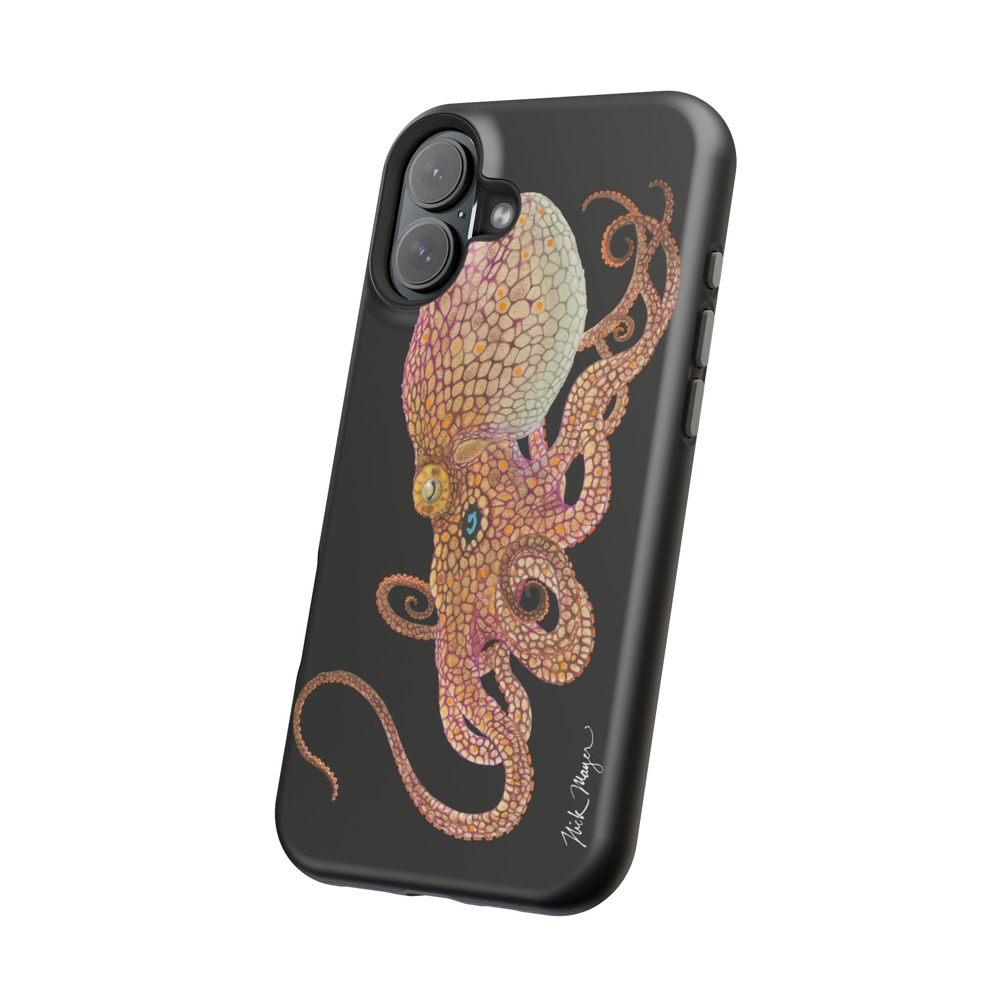 Two Spot Octopus MagSafe Black iPhone Case