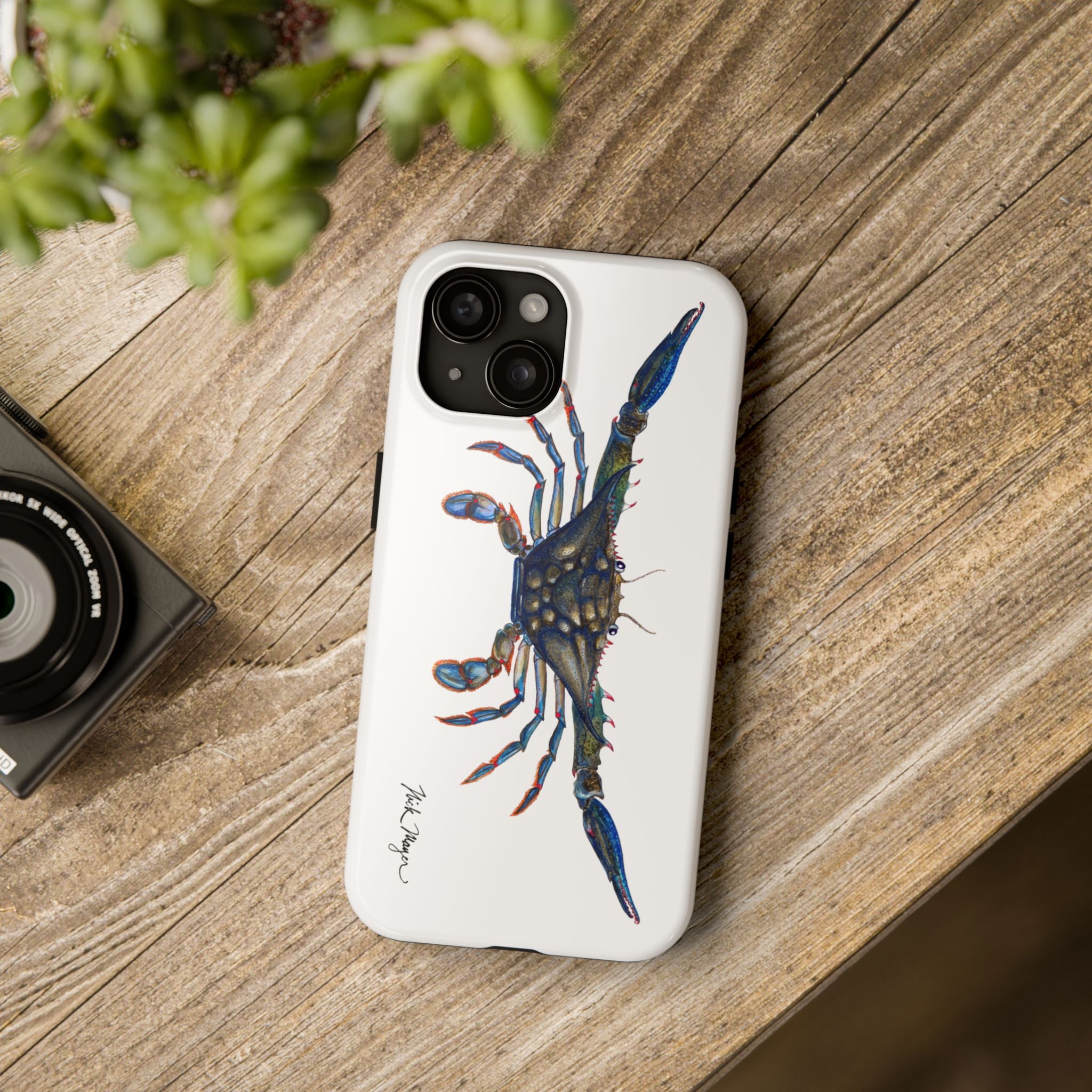 Blue Crab White Phone Case (iPhone)