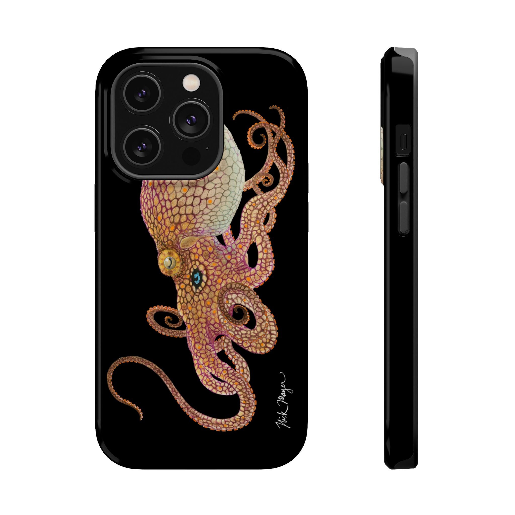 Two Spot Octopus MagSafe Black iPhone Case