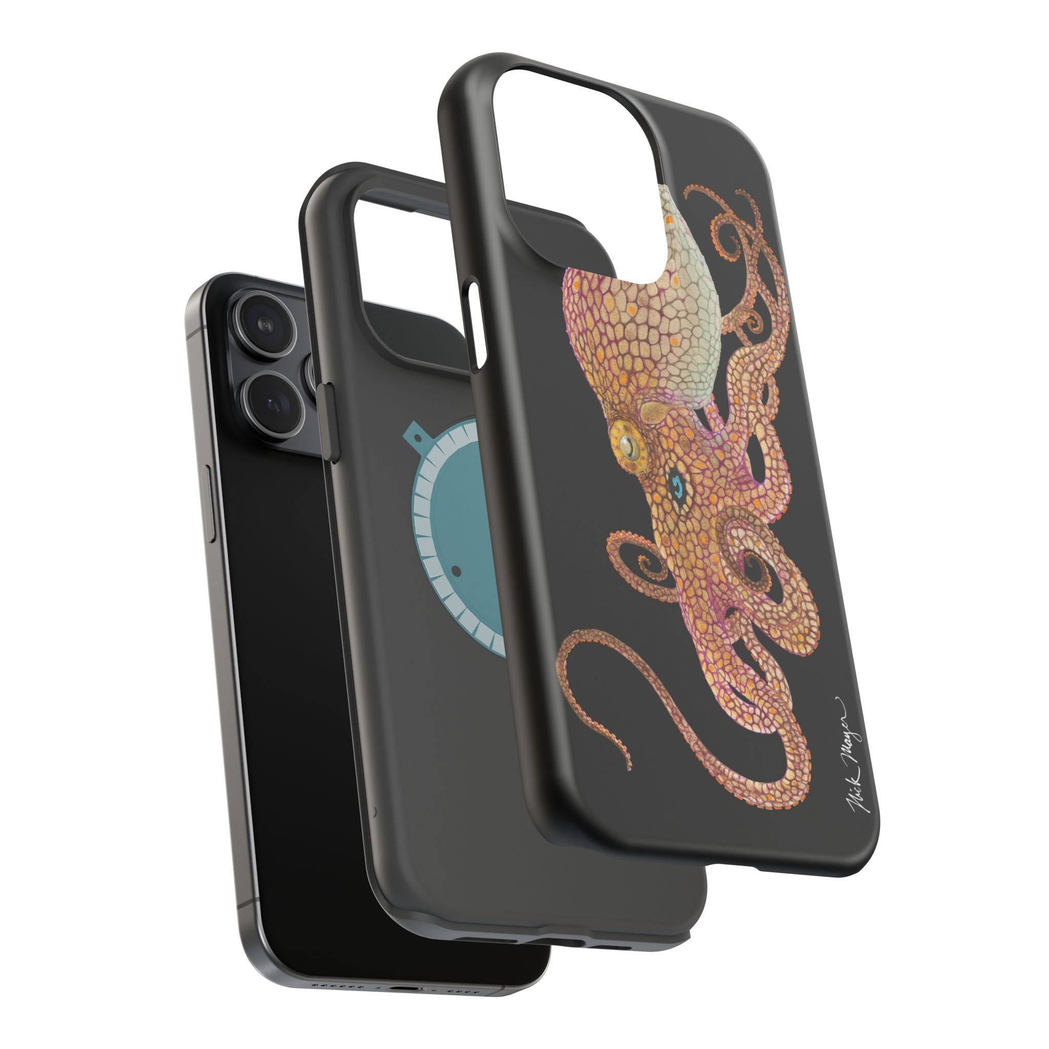 Two Spot Octopus MagSafe Black iPhone Case