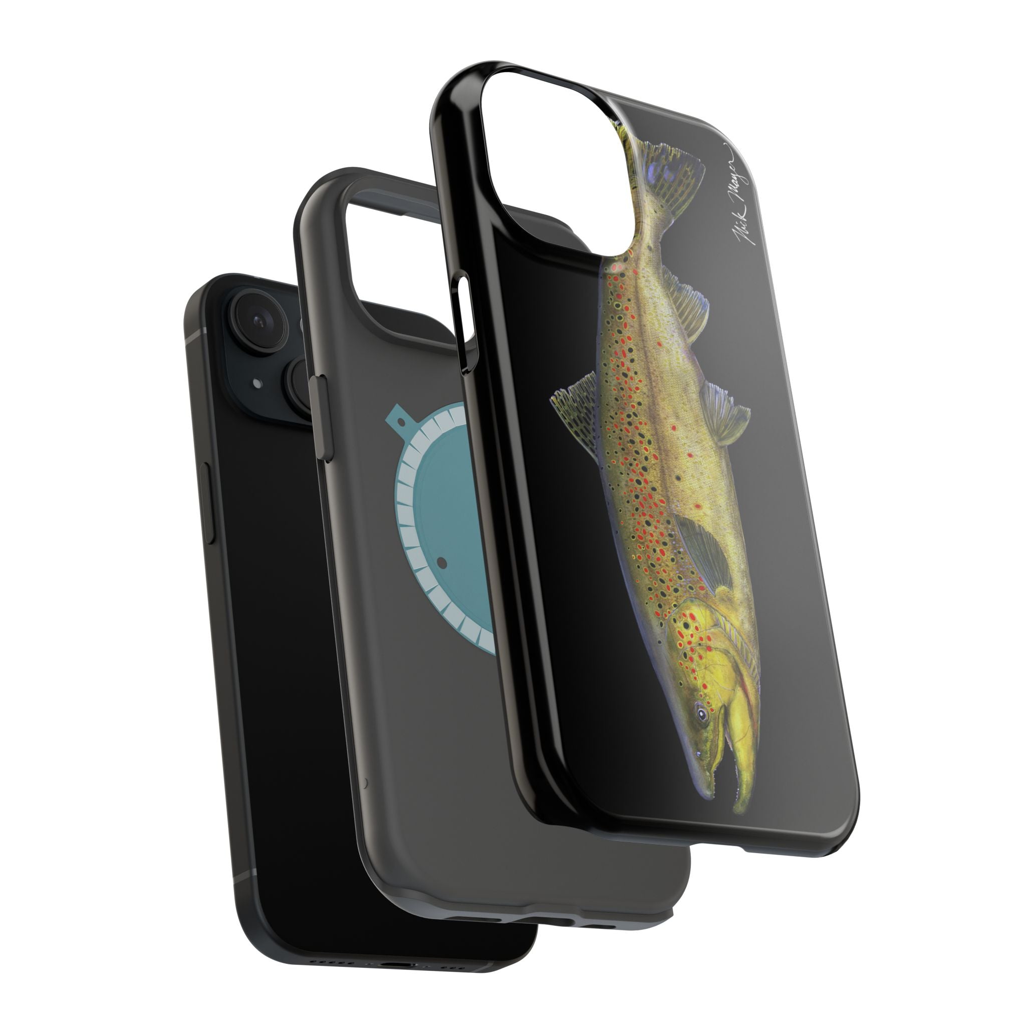 Brown Trout MagSafe Black iPhone Case