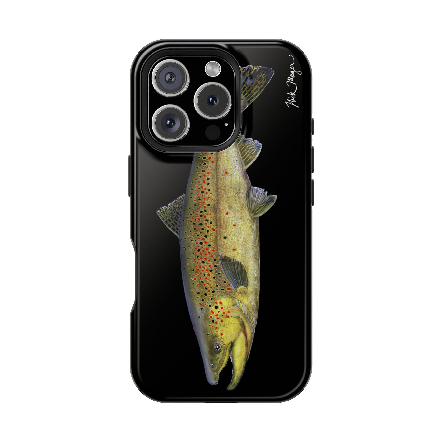 Brown Trout MagSafe Black iPhone Case