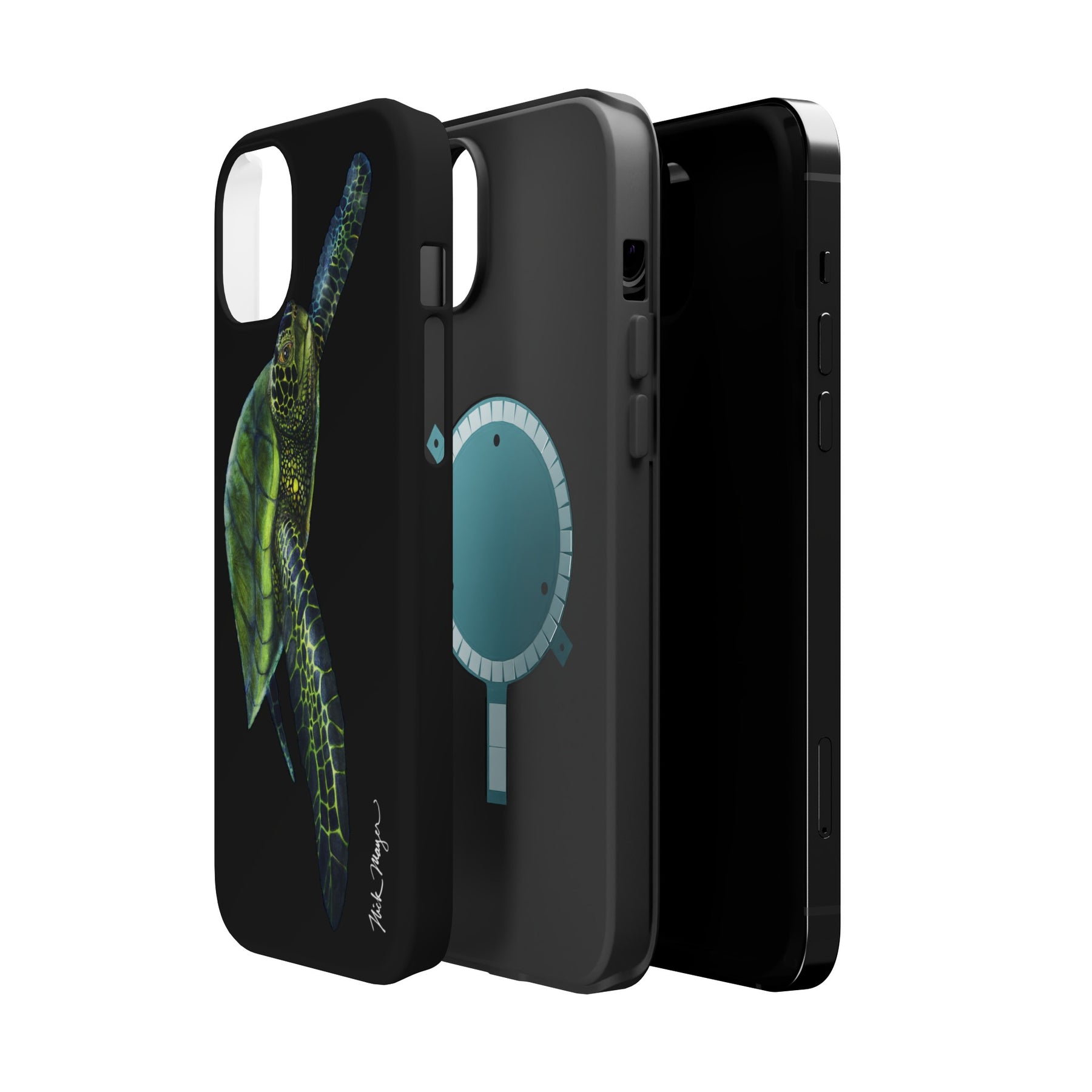 Green Sea Turtle MagSafe Black iPhone Case