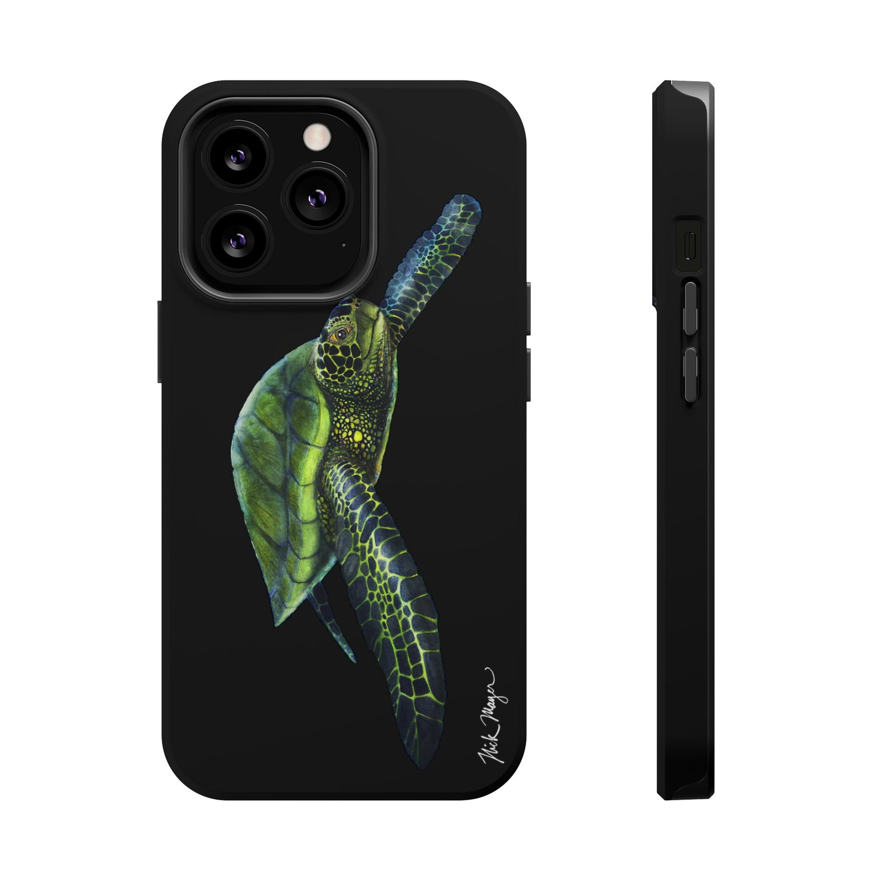 Green Sea Turtle MagSafe Black iPhone Case