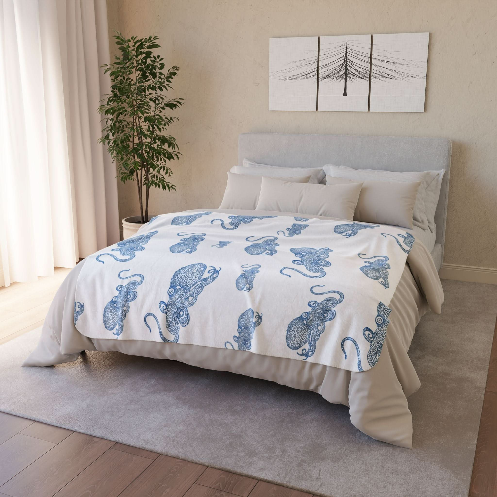 Blue Octopus Super Soft Sherpa Blanket