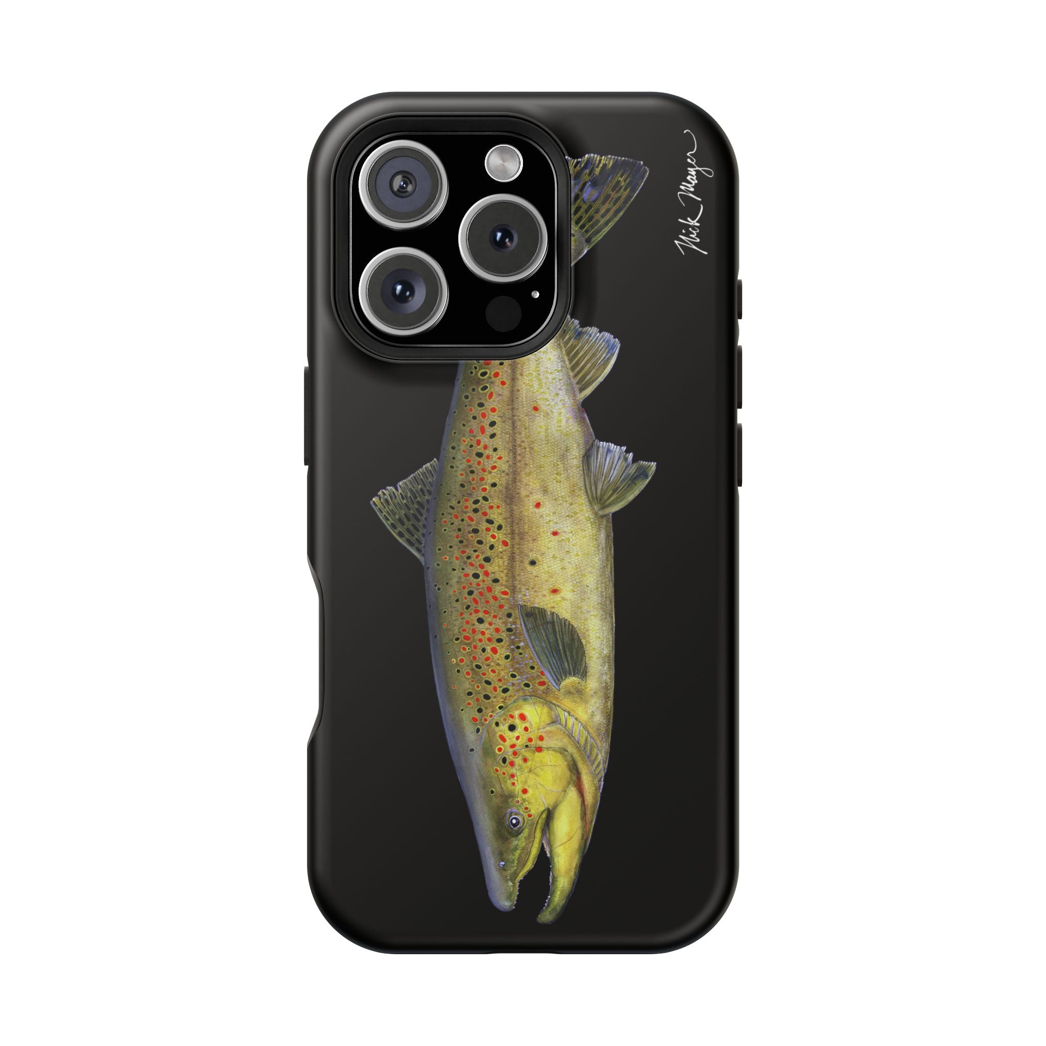 Brown Trout MagSafe Black iPhone Case