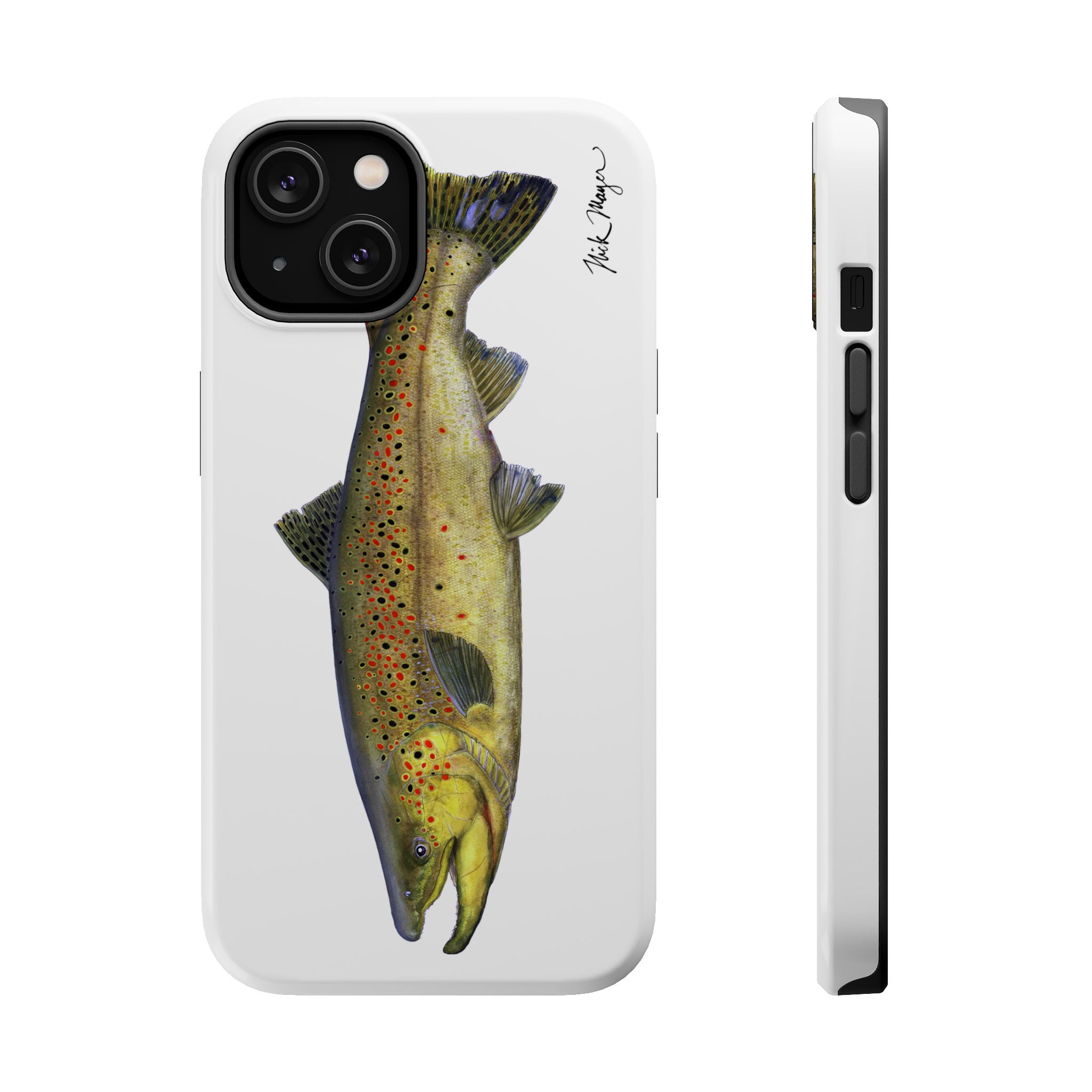 Brown Trout MagSafe White iPhone Case