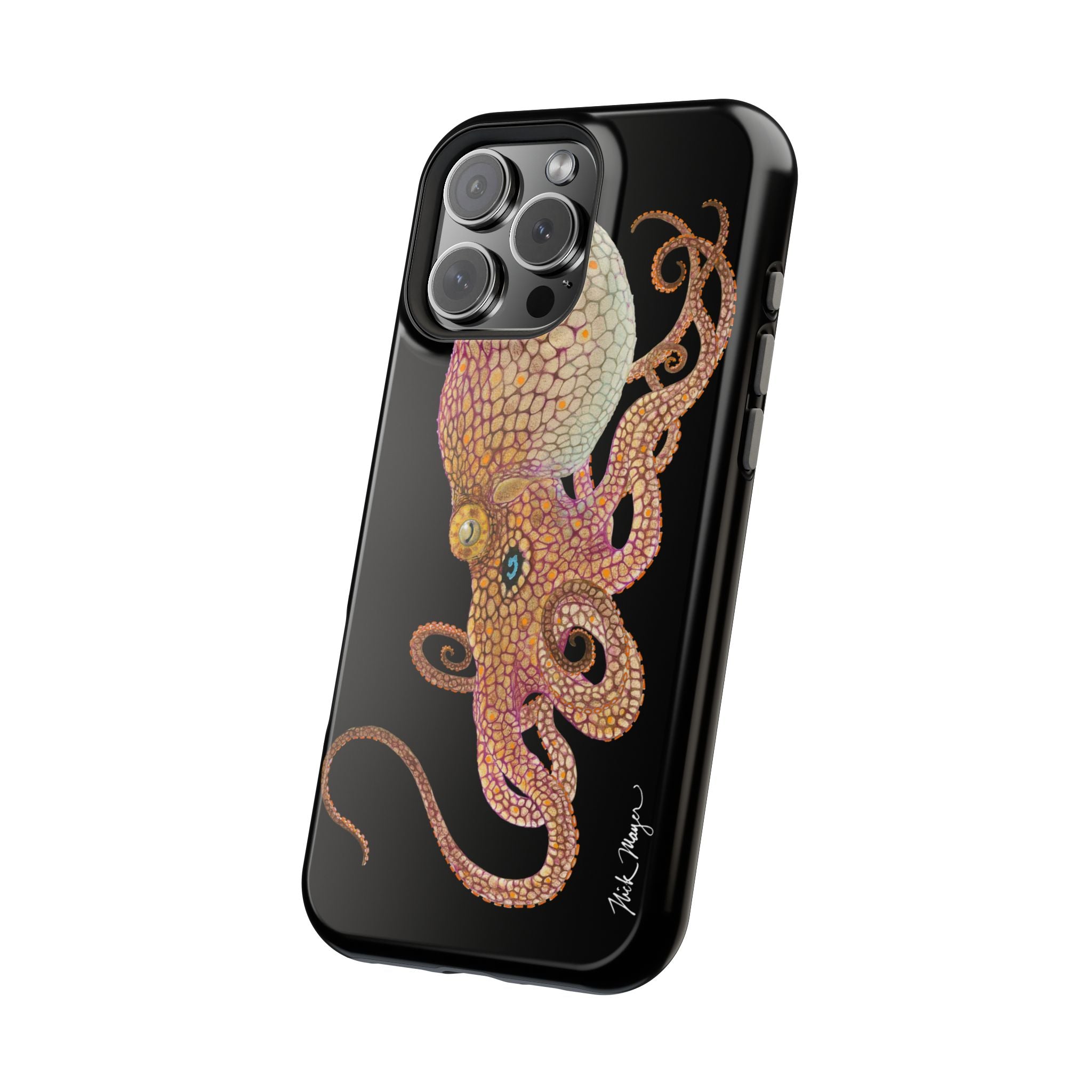 Two Spot Octopus MagSafe Black iPhone Case