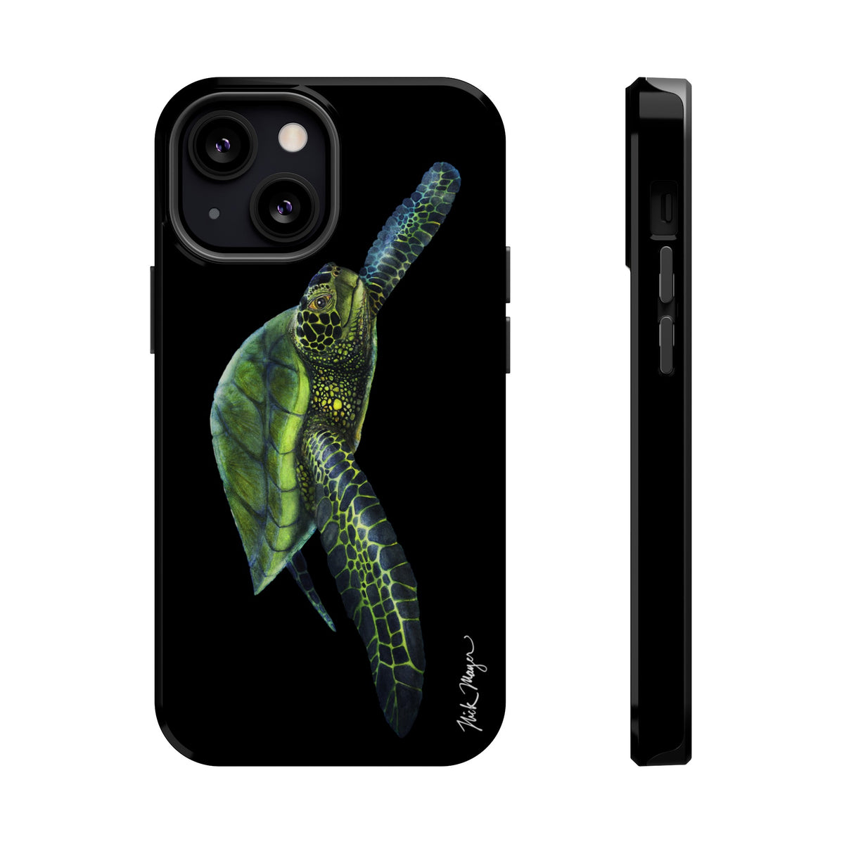 Green Sea Turtle MagSafe Black iPhone Case