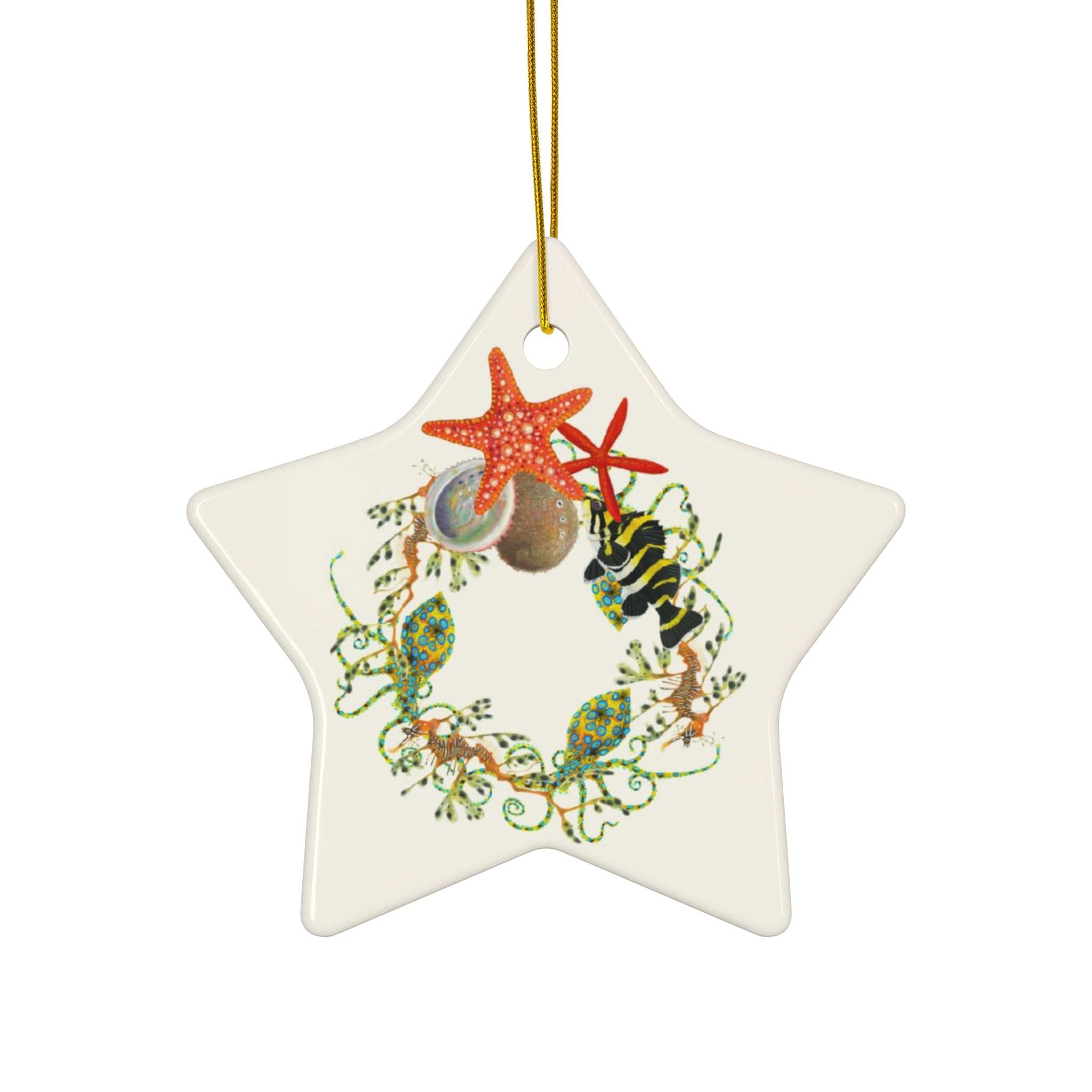 Nautical Wreath Ceramic Ornament