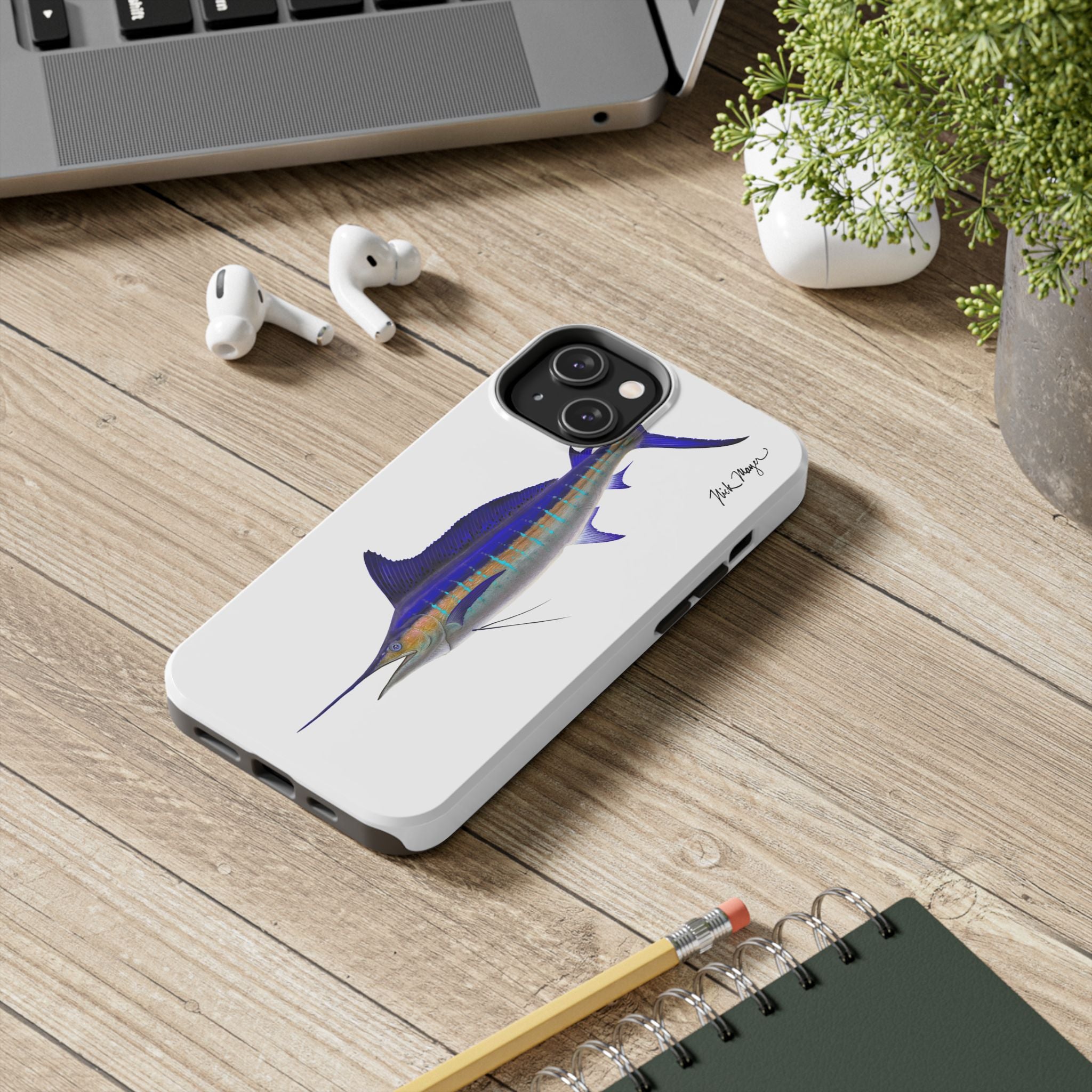 Striped Marlin White Phone Case (iPhone)