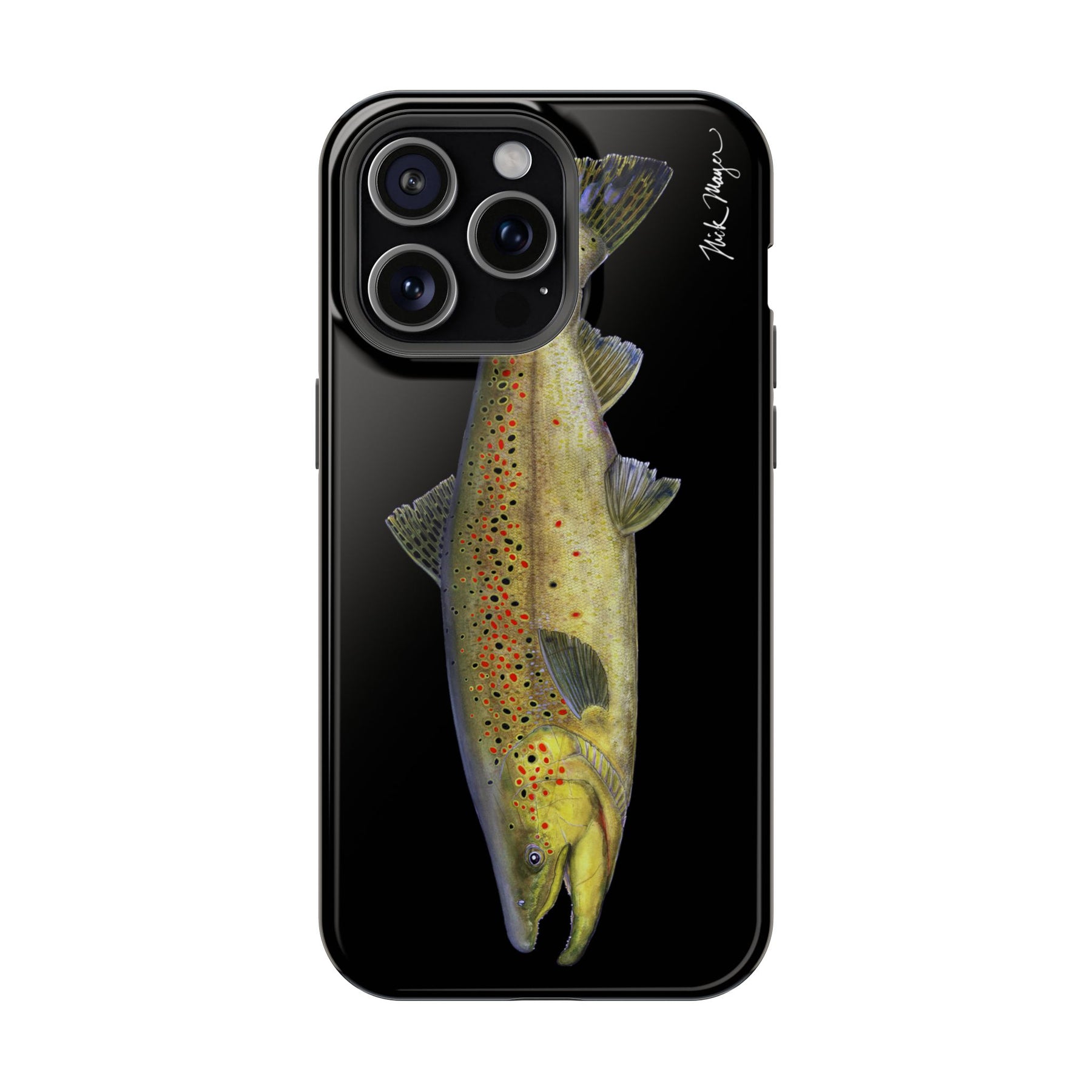 Brown Trout MagSafe Black iPhone Case