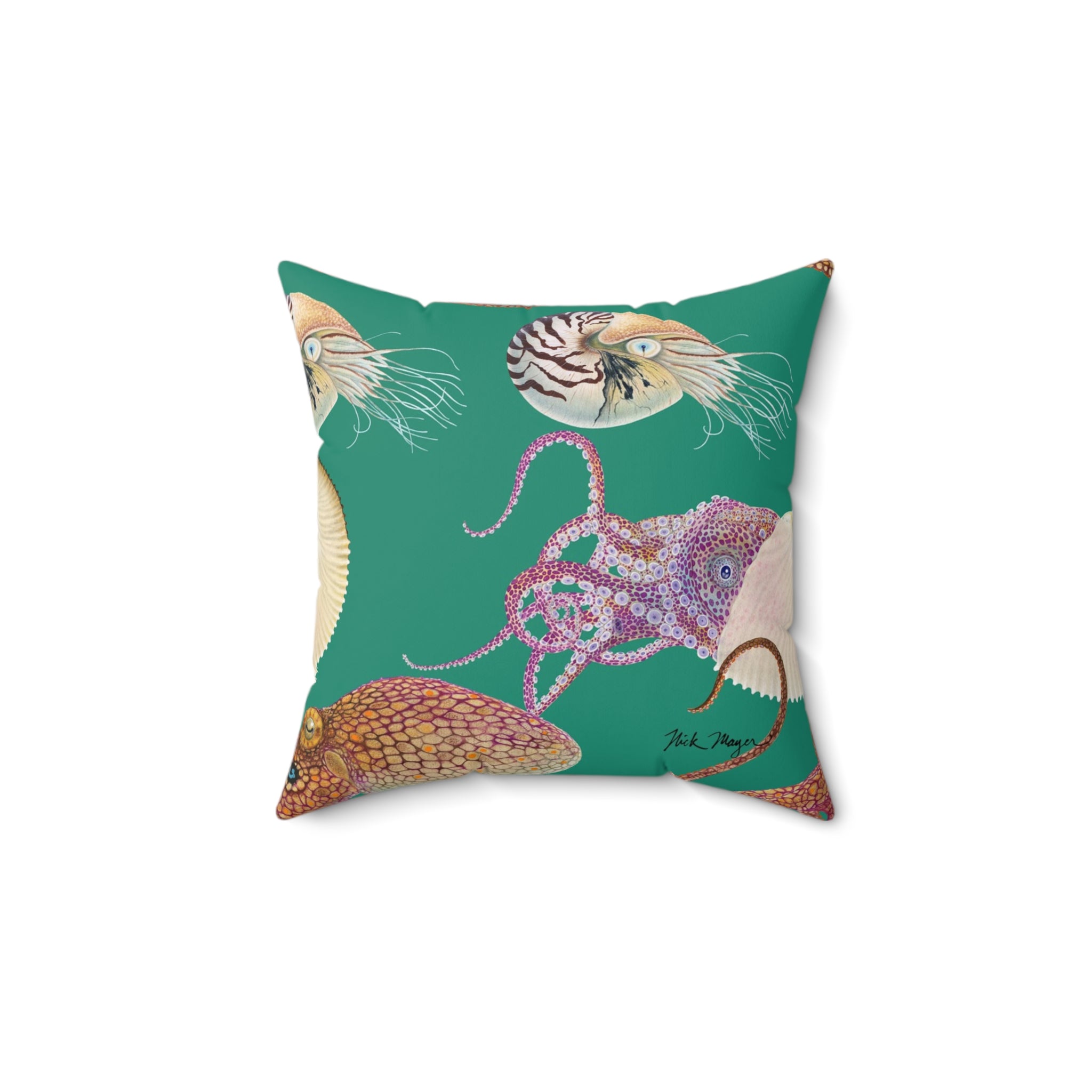 Green Tentacles Square Pillow