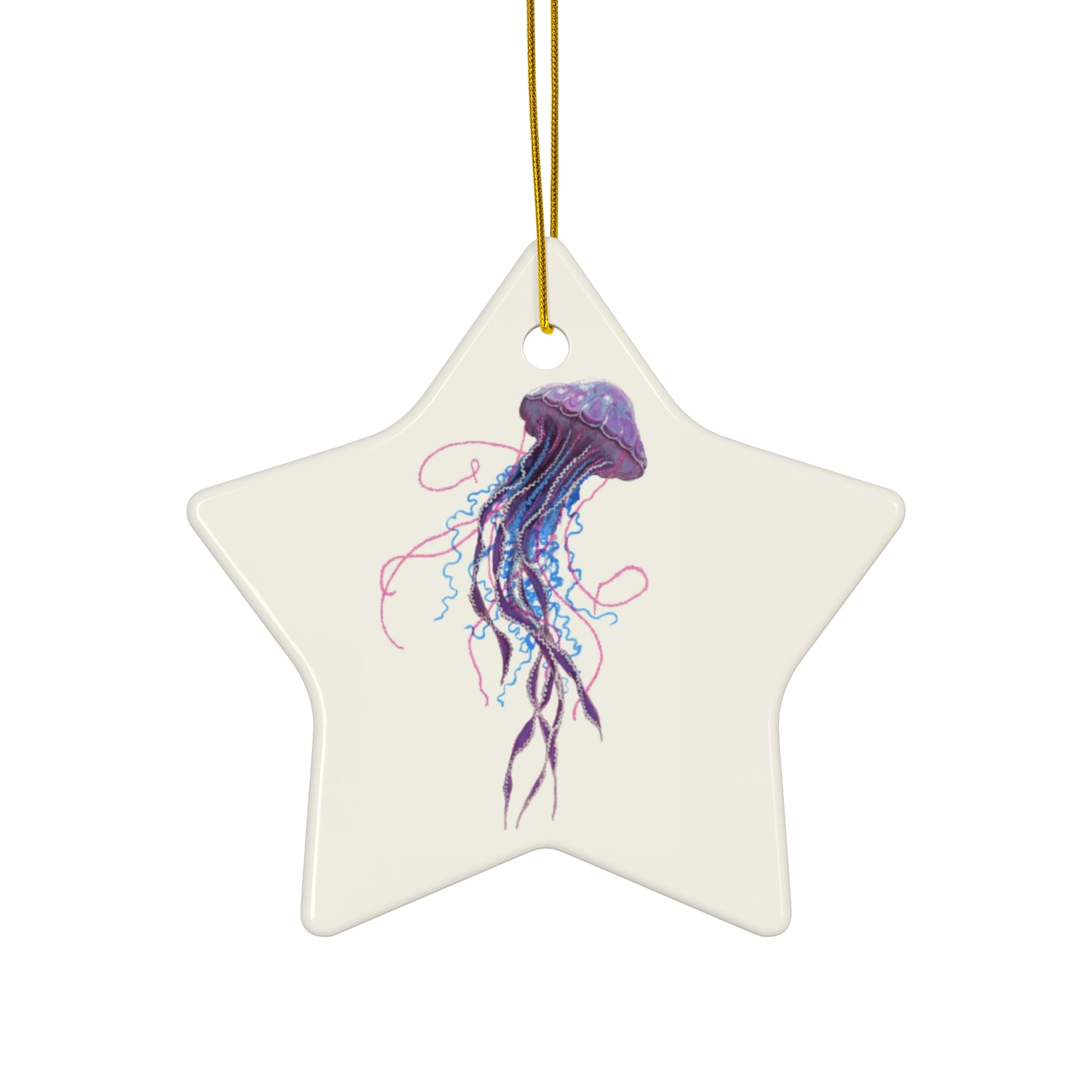 Purple Jellyfish 2 Ceramic Ornament