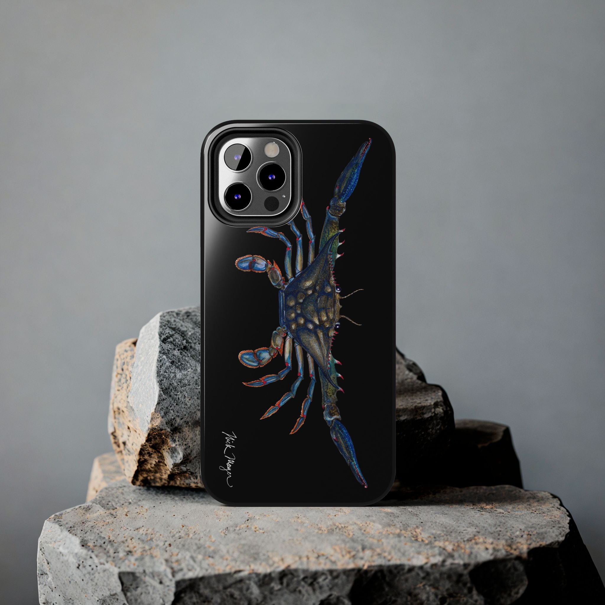 Blue Crab Black Phone Case (iPhone)