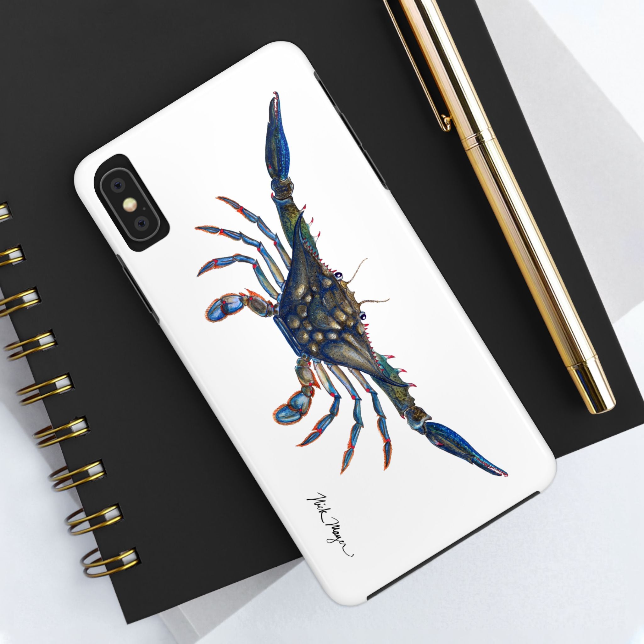 Blue Crab White Phone Case (iPhone)