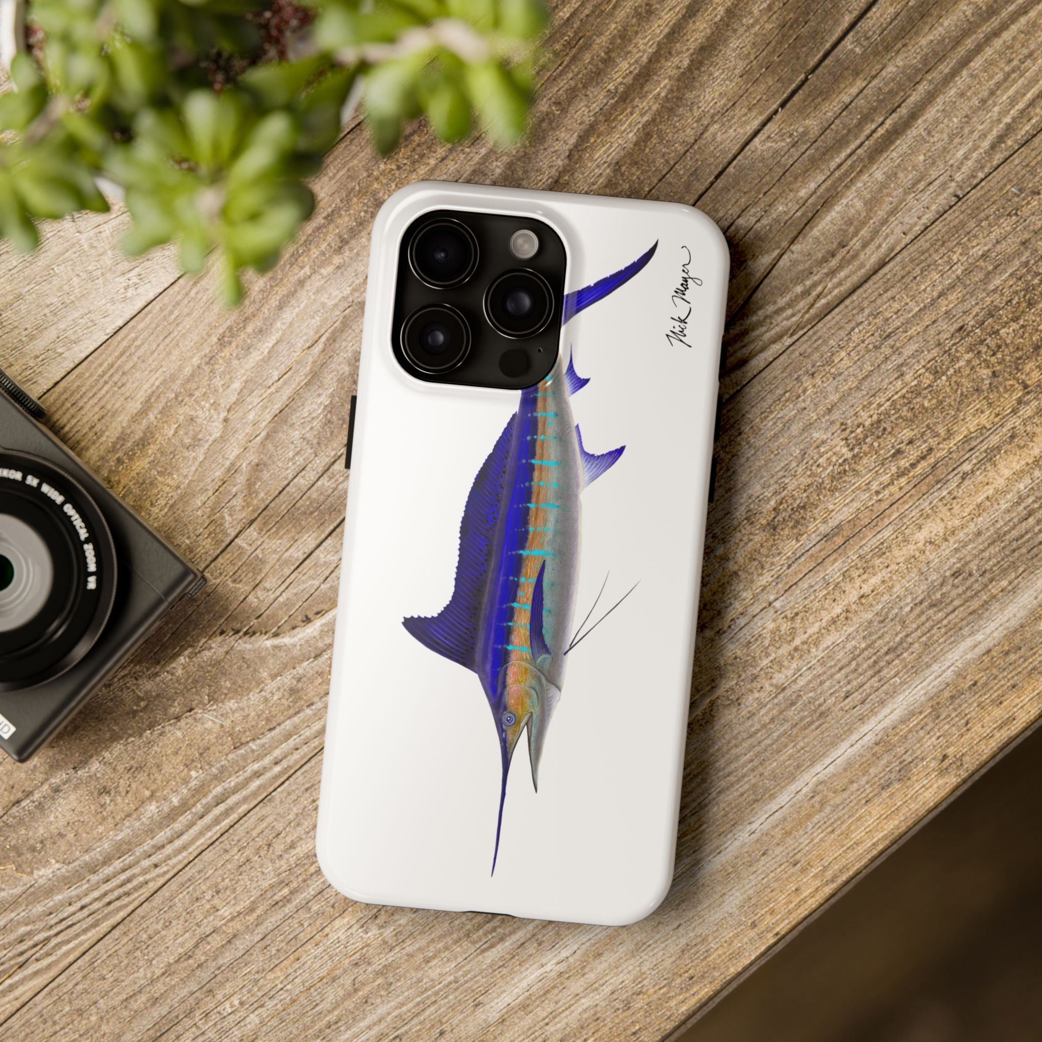 Striped Marlin White Phone Case (iPhone)