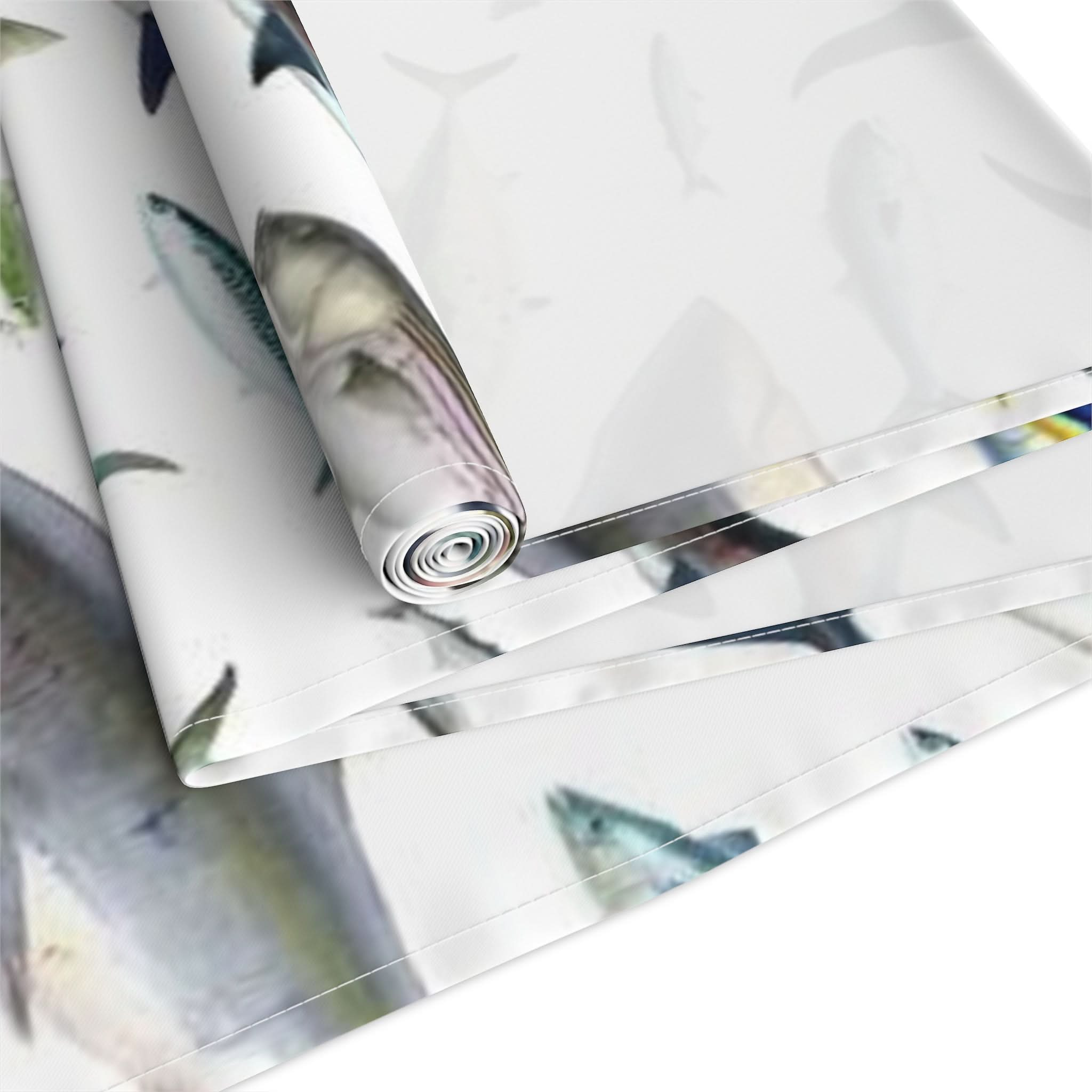 NE Fish White Cotton Table Runner