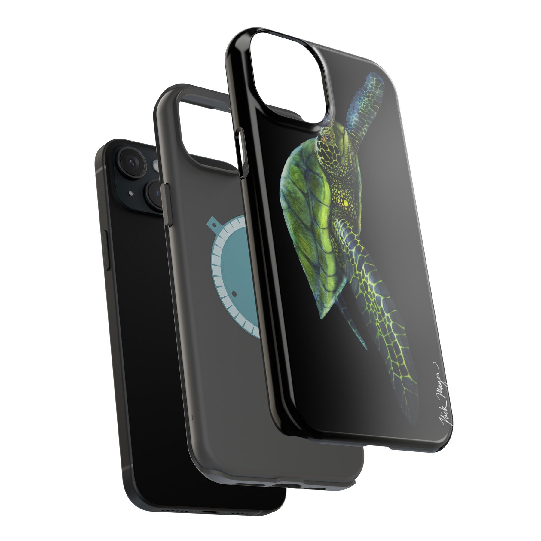 Green Sea Turtle MagSafe Black iPhone Case