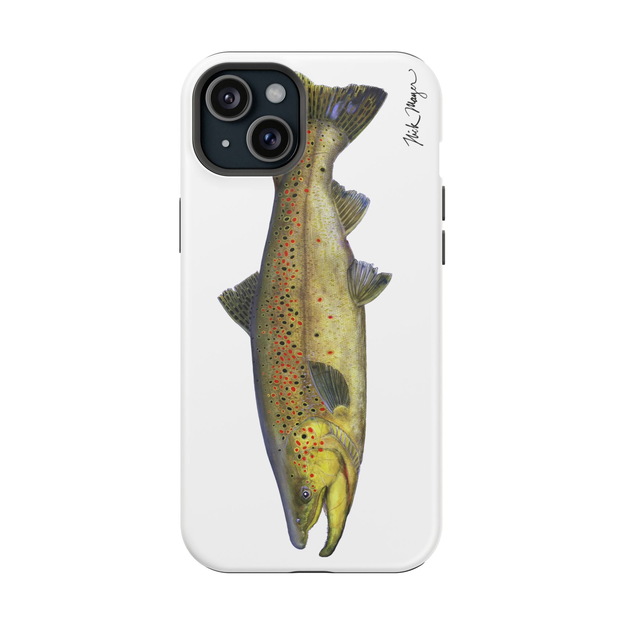 Brown Trout MagSafe White iPhone Case