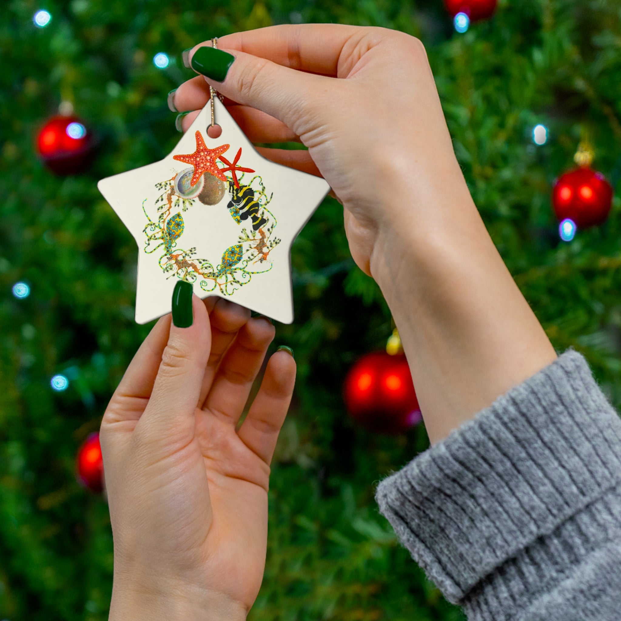 Nautical Wreath Ceramic Ornament