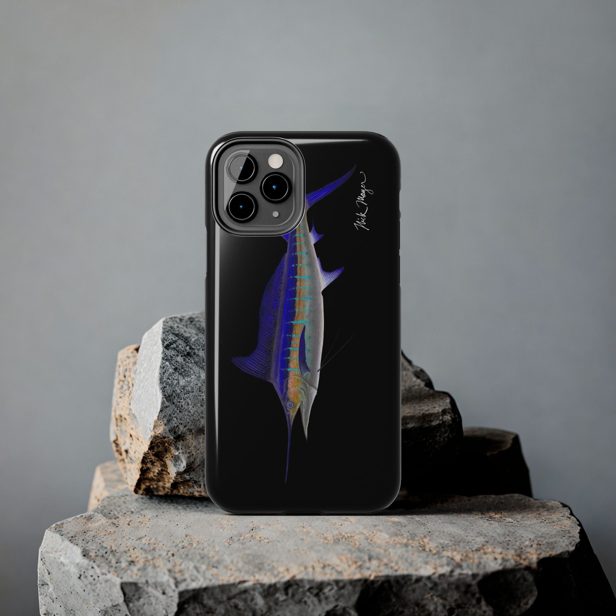 Striped Marlin Black Phone Case (iPhone)