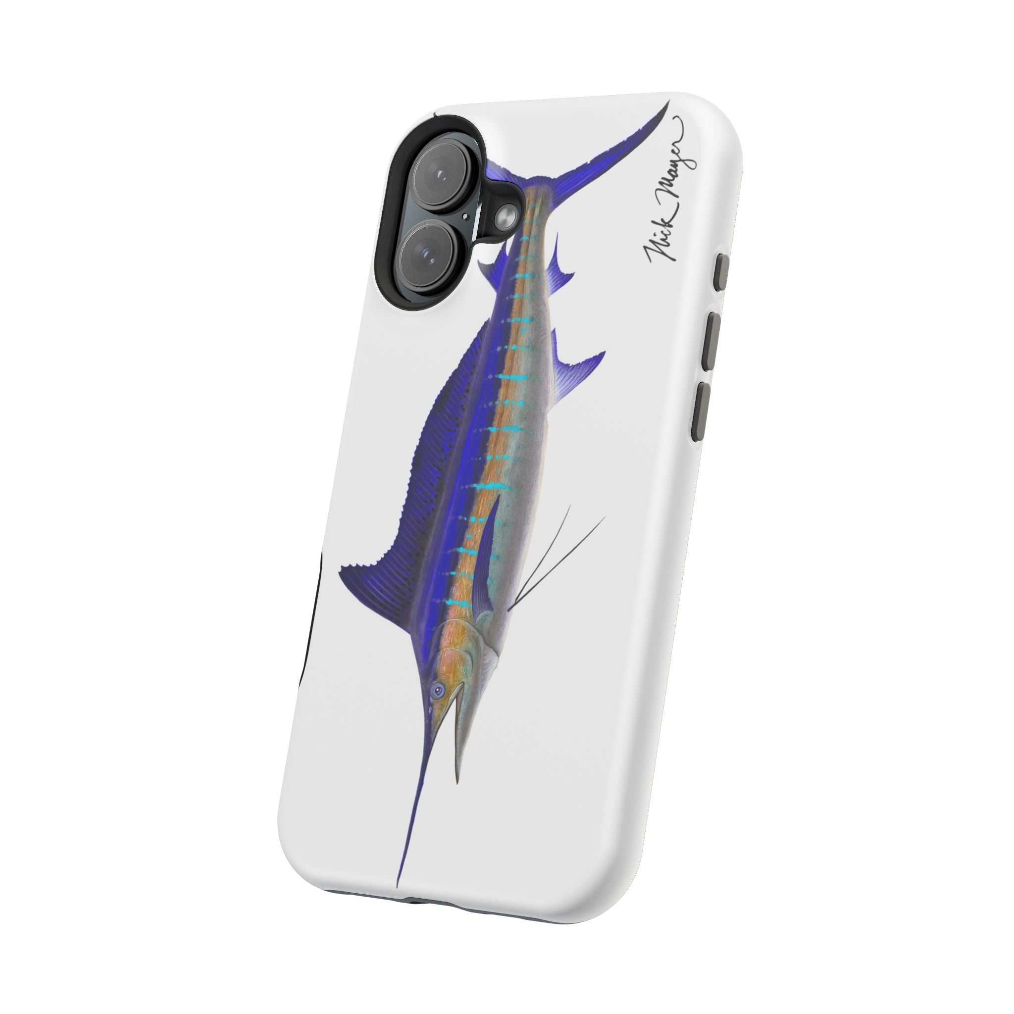 Striped Marlin MagSafe White iPhone Case