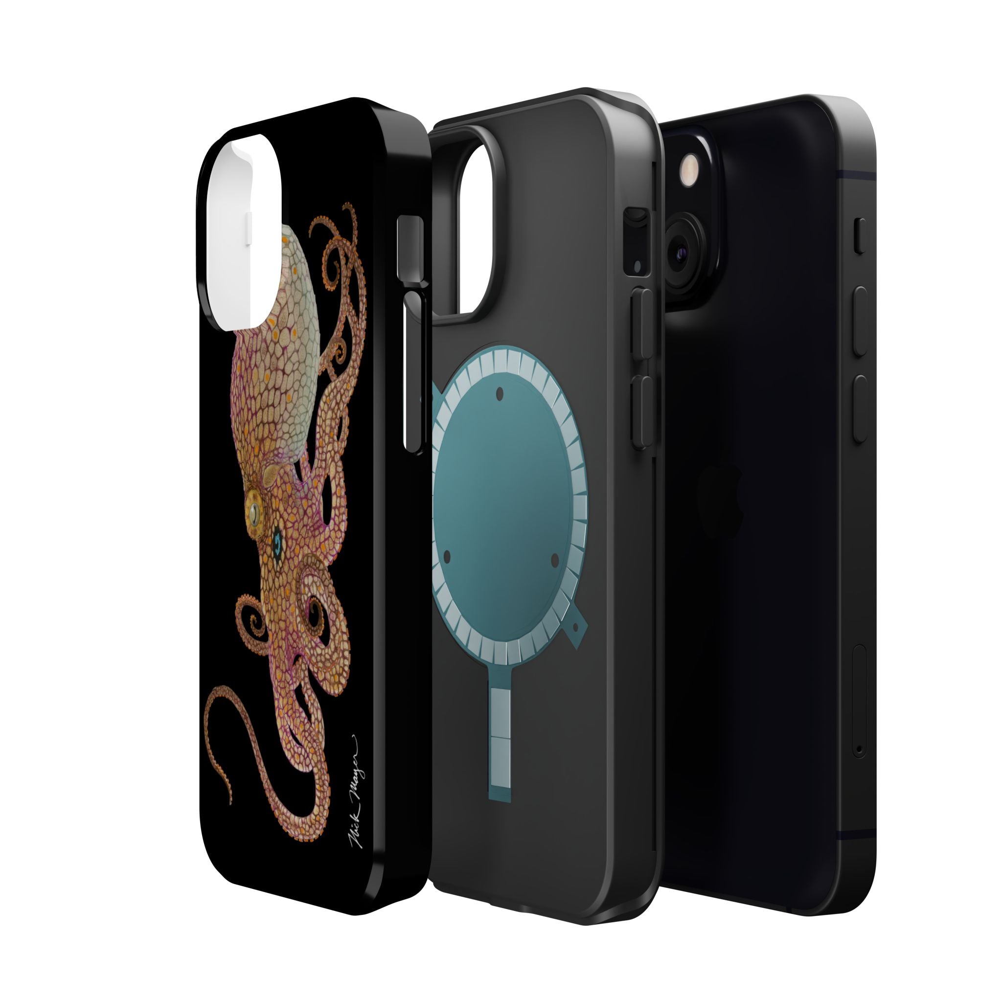 Two Spot Octopus MagSafe Black iPhone Case