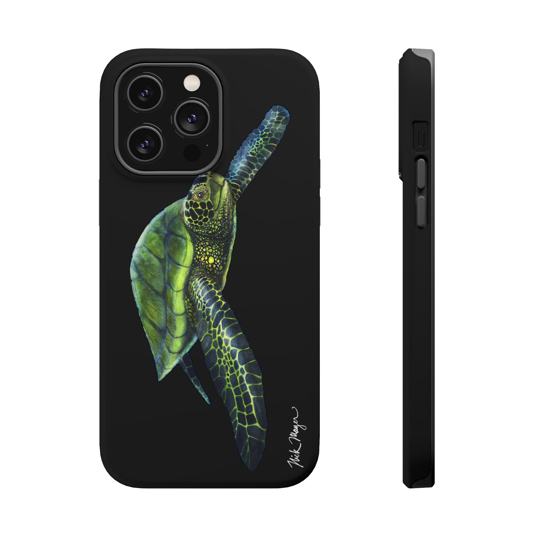 Green Sea Turtle MagSafe Black iPhone Case