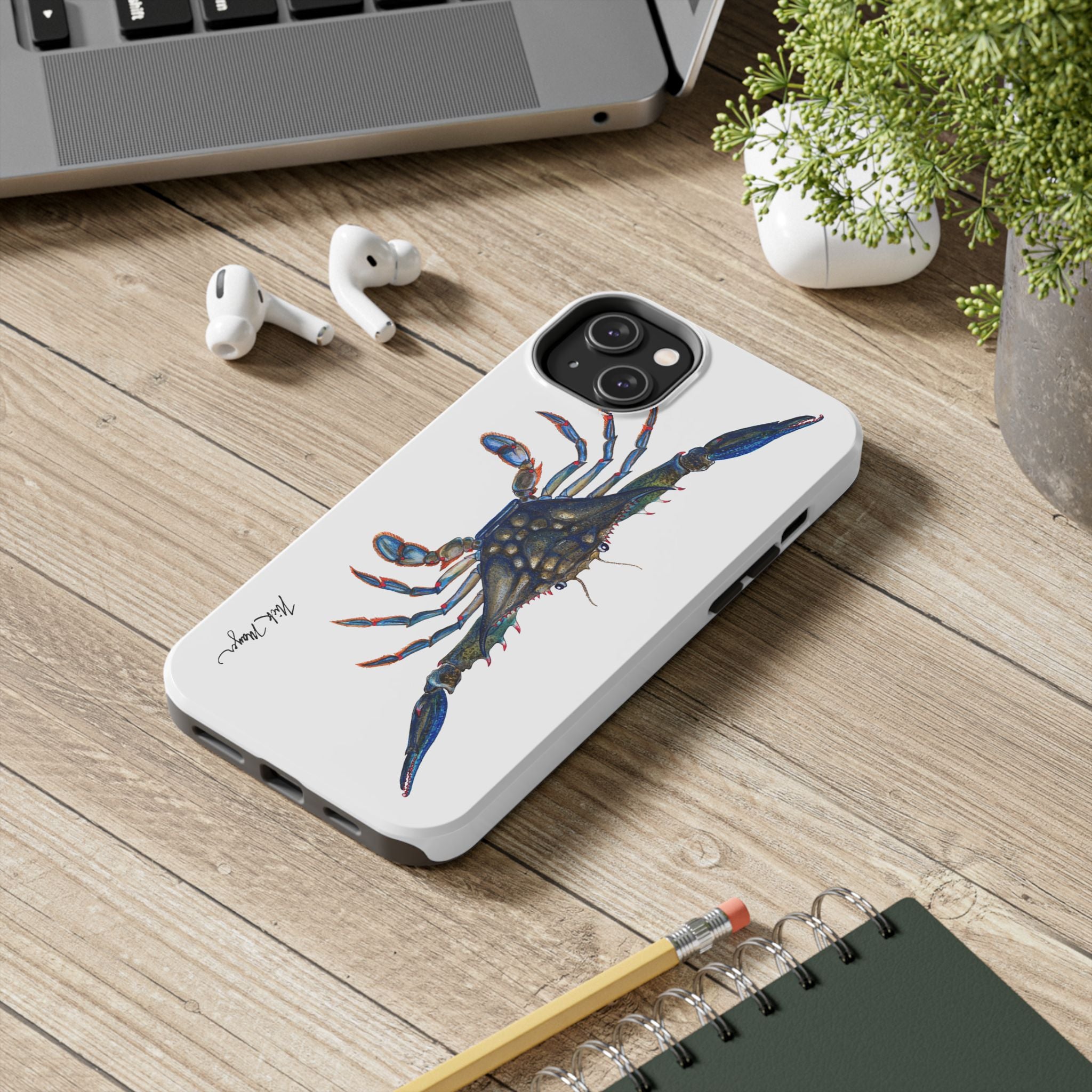 Blue Crab White Phone Case (iPhone)