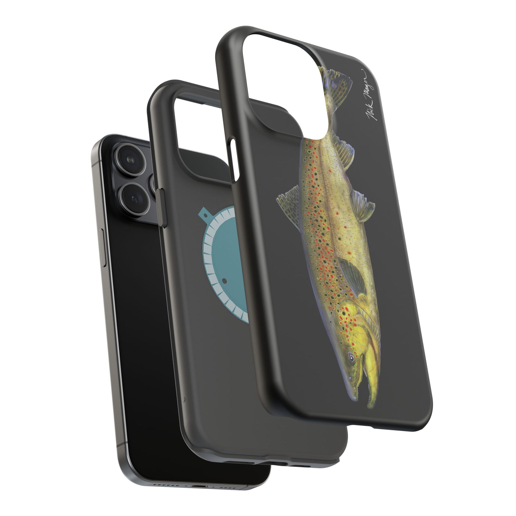 Brown Trout MagSafe Black iPhone Case