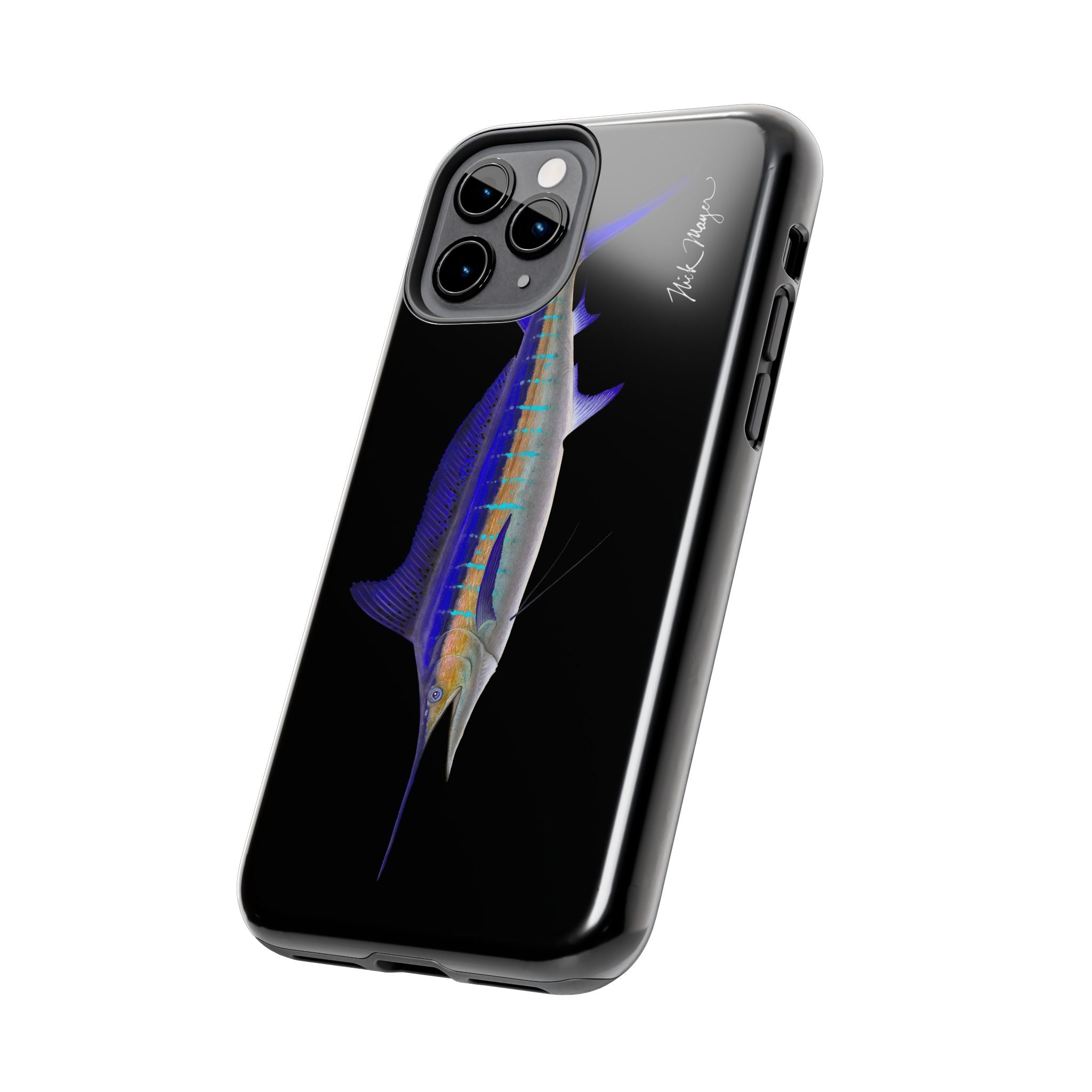 Striped Marlin Black Phone Case (iPhone)