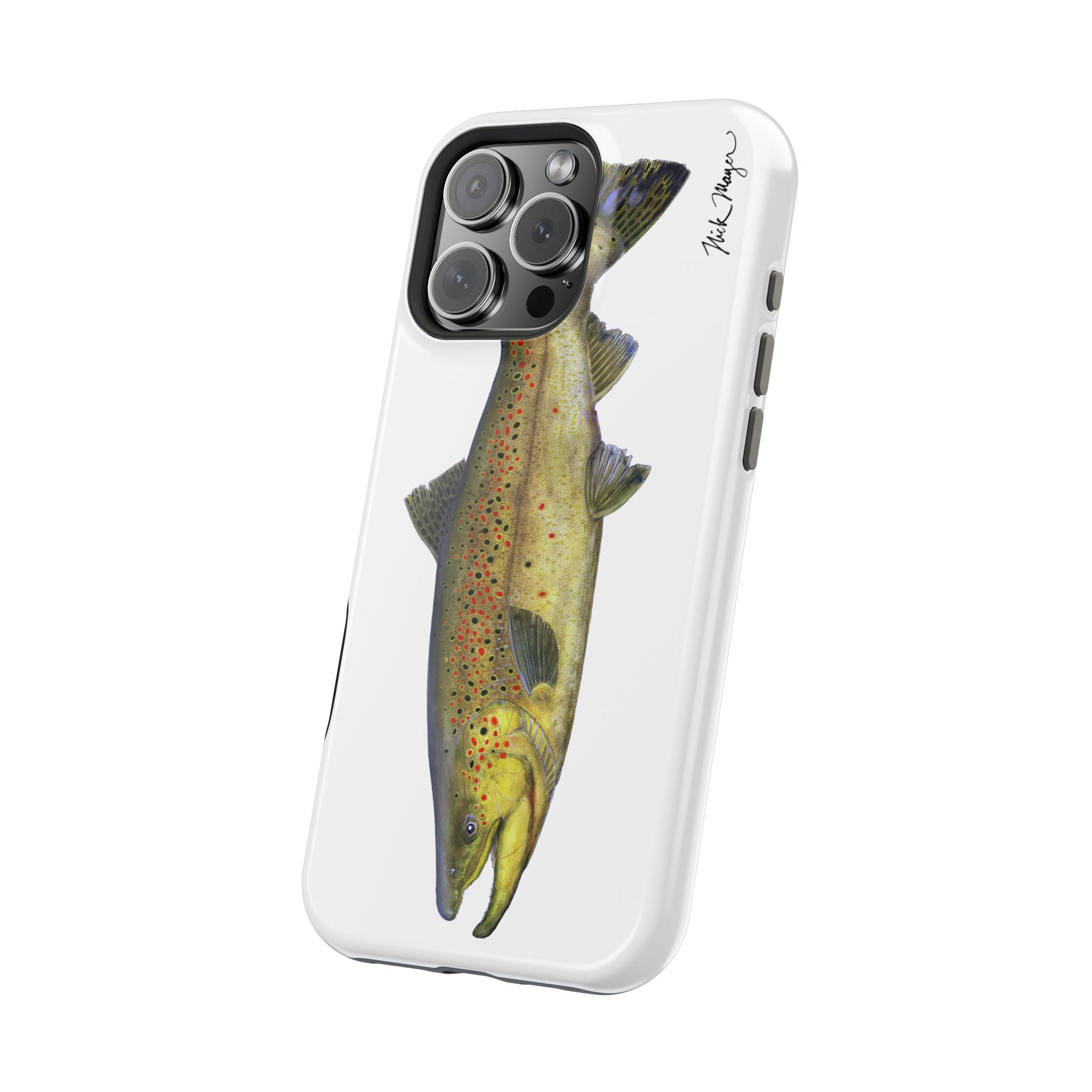 Brown Trout MagSafe White iPhone Case