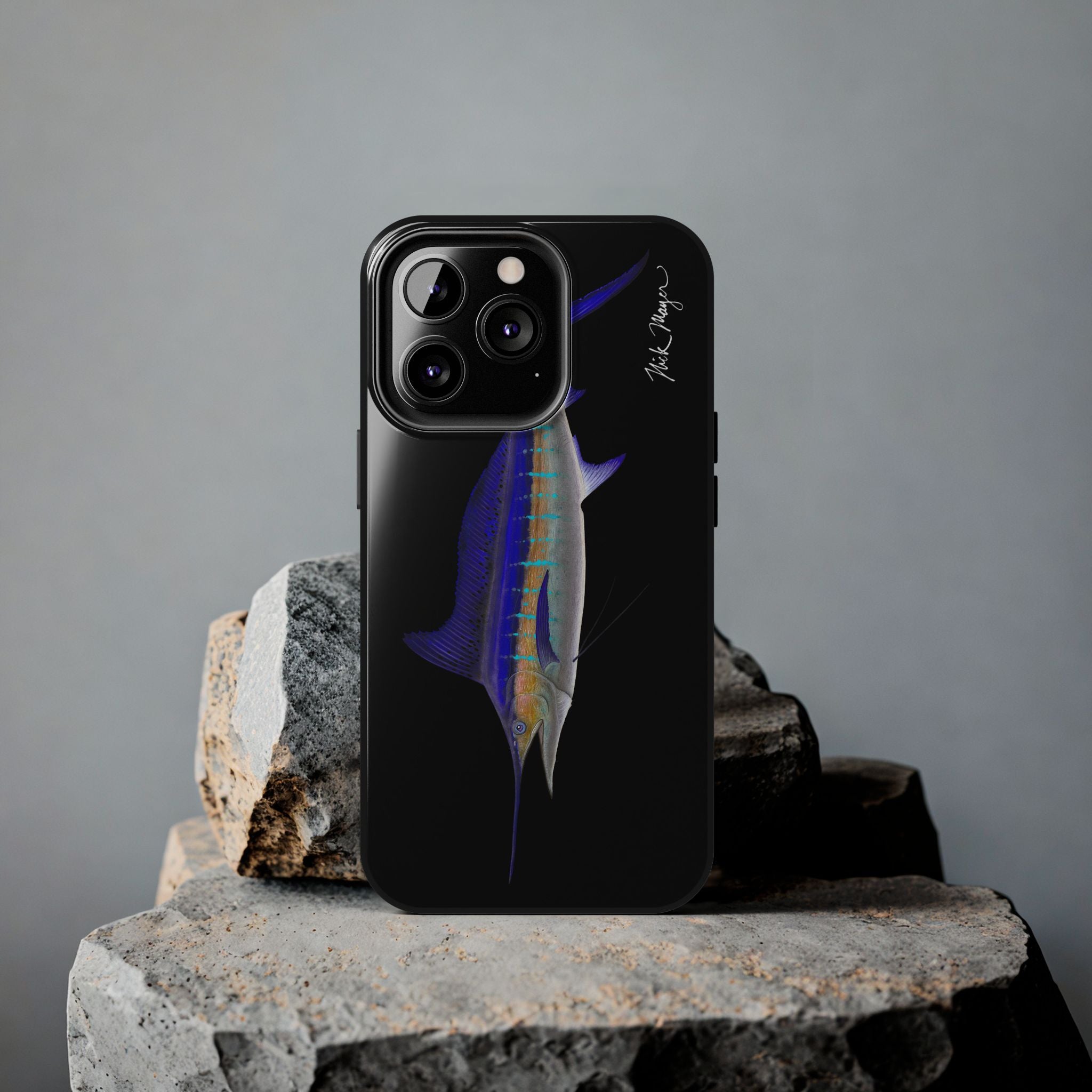 Striped Marlin Black Phone Case (iPhone)