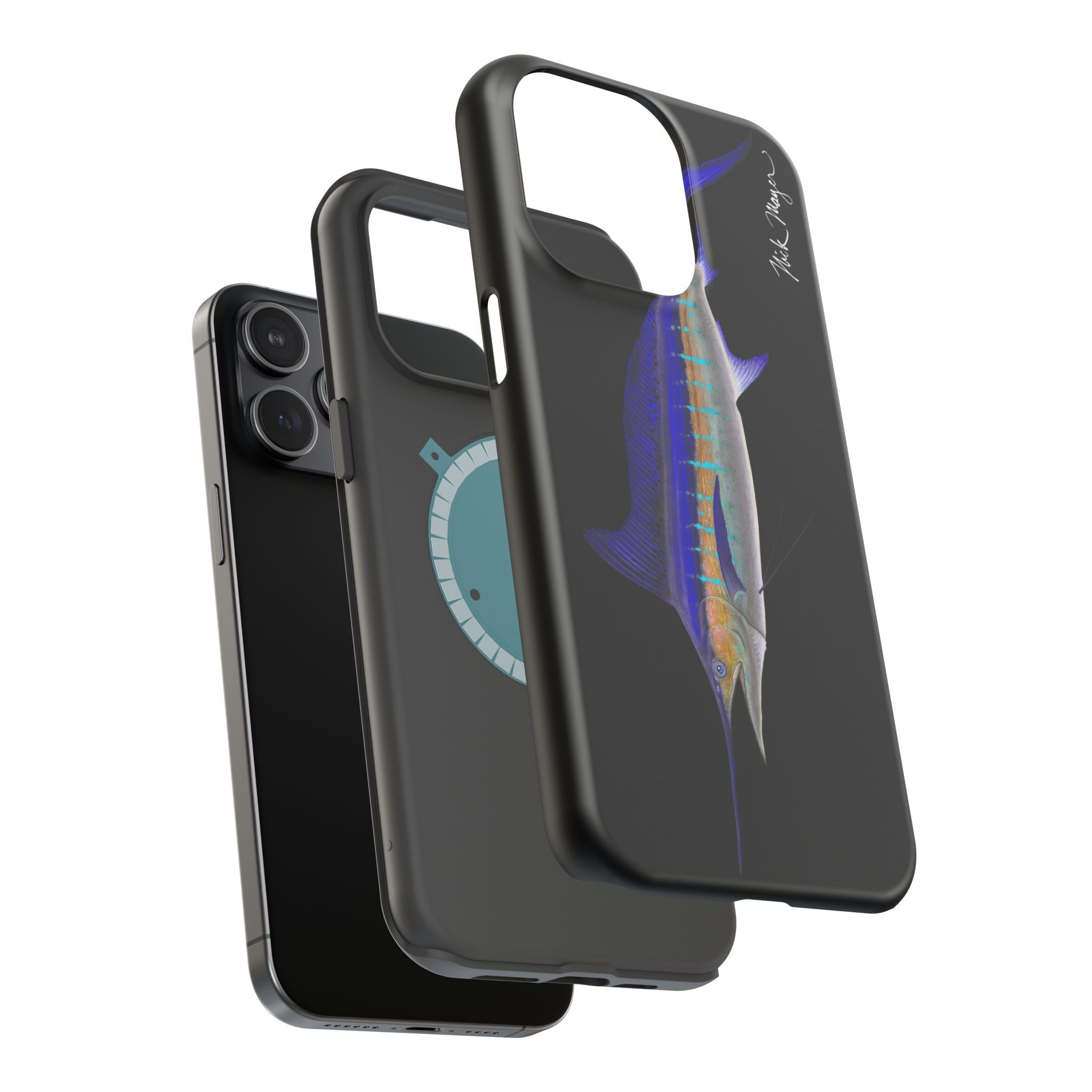 Striped Marlin MagSafe Black iPhone Case