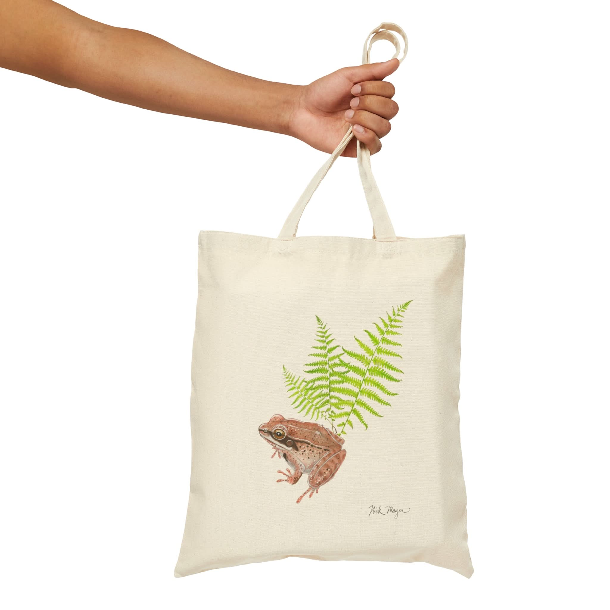 Wood Frog & Ferns Cotton Canvas Tote Bag