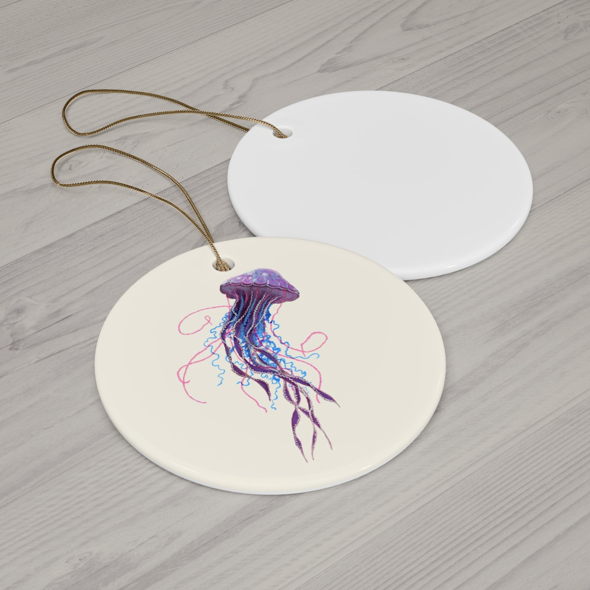 Purple Jellyfish 2 Ceramic Ornament