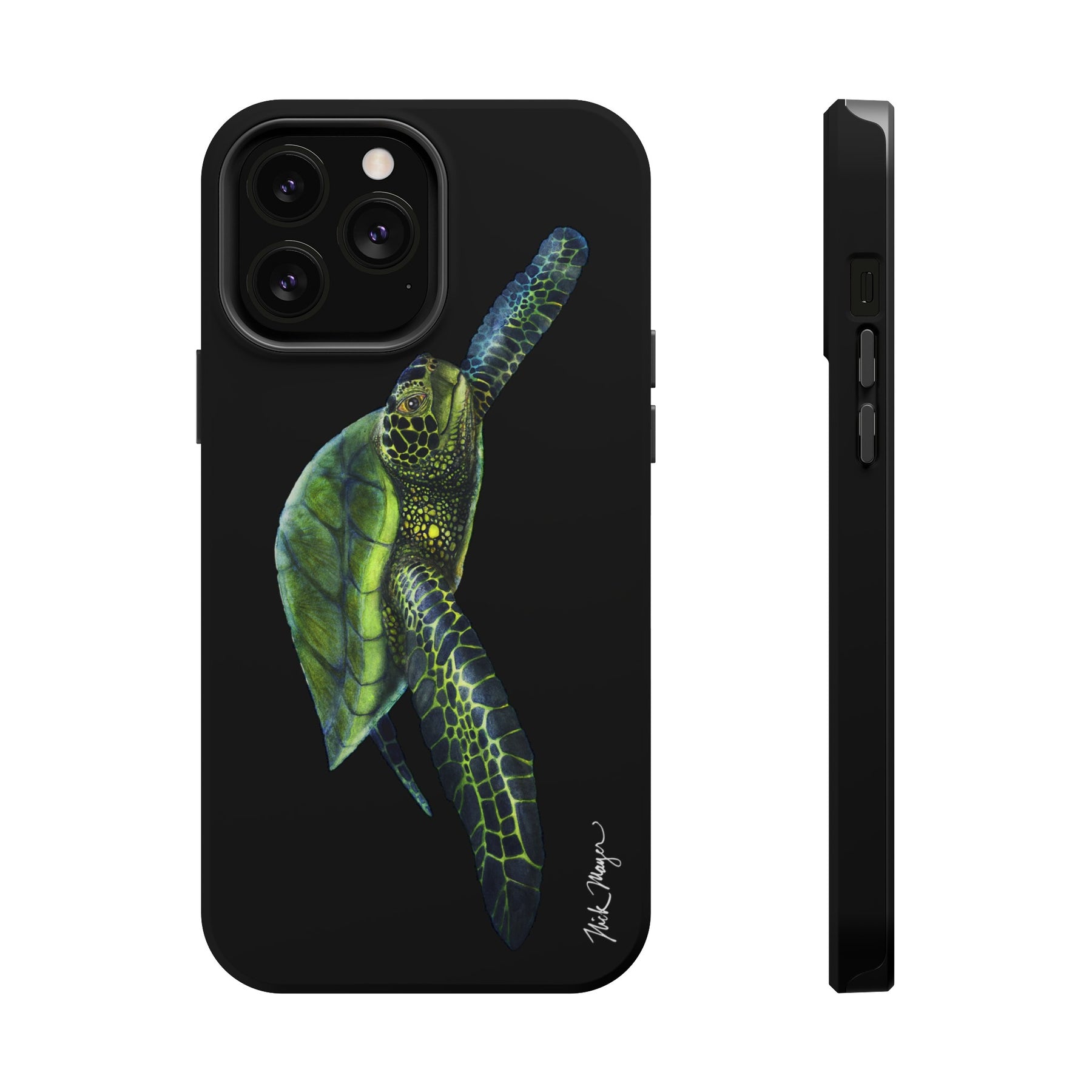 Green Sea Turtle MagSafe Black iPhone Case