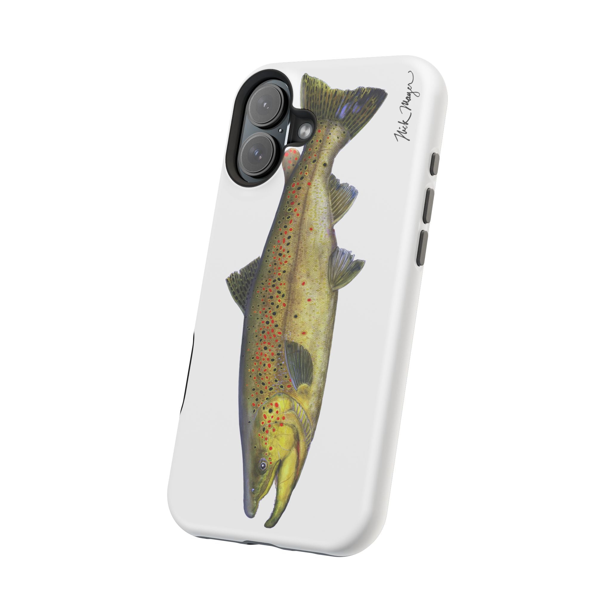 Brown Trout MagSafe White iPhone Case