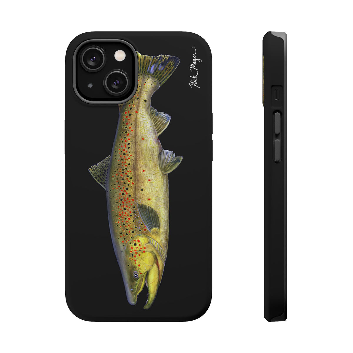 Brown Trout MagSafe Black iPhone Case