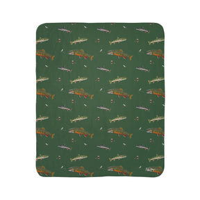 Brook Trout & Mayflies Super Soft Fleece Sherpa Blanket