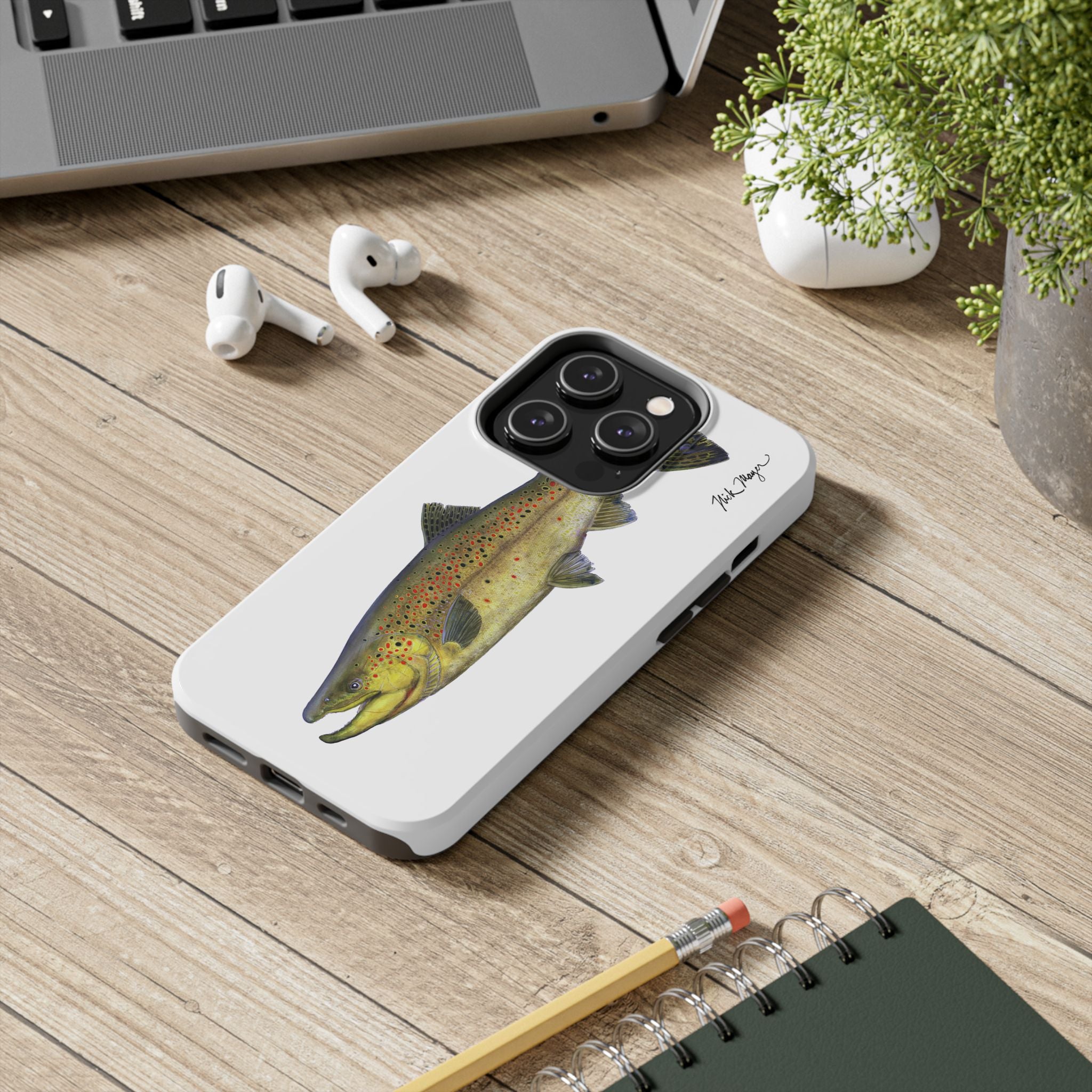 Brown Trout White Phone Case (iPhone)